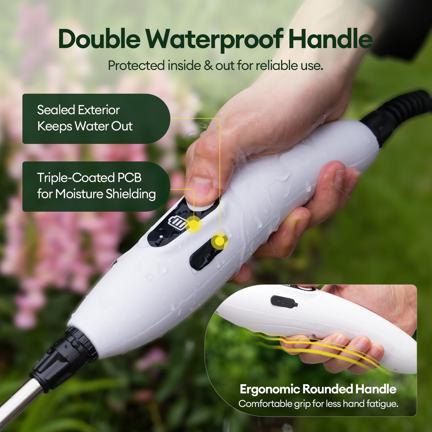 MAYGROVE 2 Gallon Electric Sprayer, Battery Powered Spray Bottle, Automatic Water Pump Plant Mister, Weed Yard Sprayer with 3 Nozzles, Ergonomic Handle, 3 Hours Long Battery Life