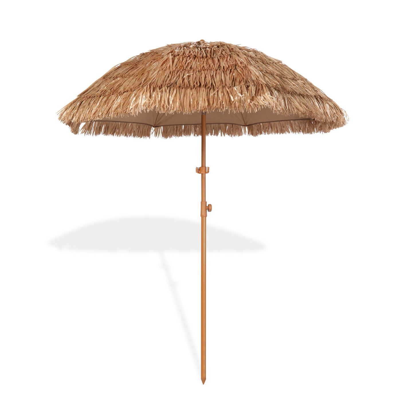 Seazul 6.5ft Hula Tahtched Tiki Patio Umbrella, Beach Umbrella Hawaiian Style with Hanging Hook and Tilt Design, 8 Ribs with Carry Bag for Outdoor Tiki Bar, Tropical Palapa, Garden, Pool, Natural