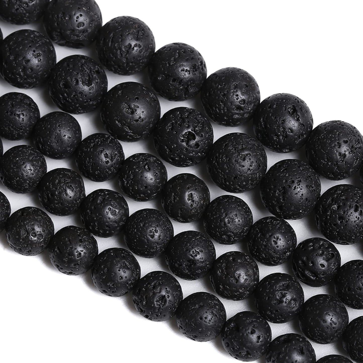 8MM 45PCS Natural Stone Black Volcanic Lava Chakra Spacer Loose Beads for Jewelry Making DIY Bracelet