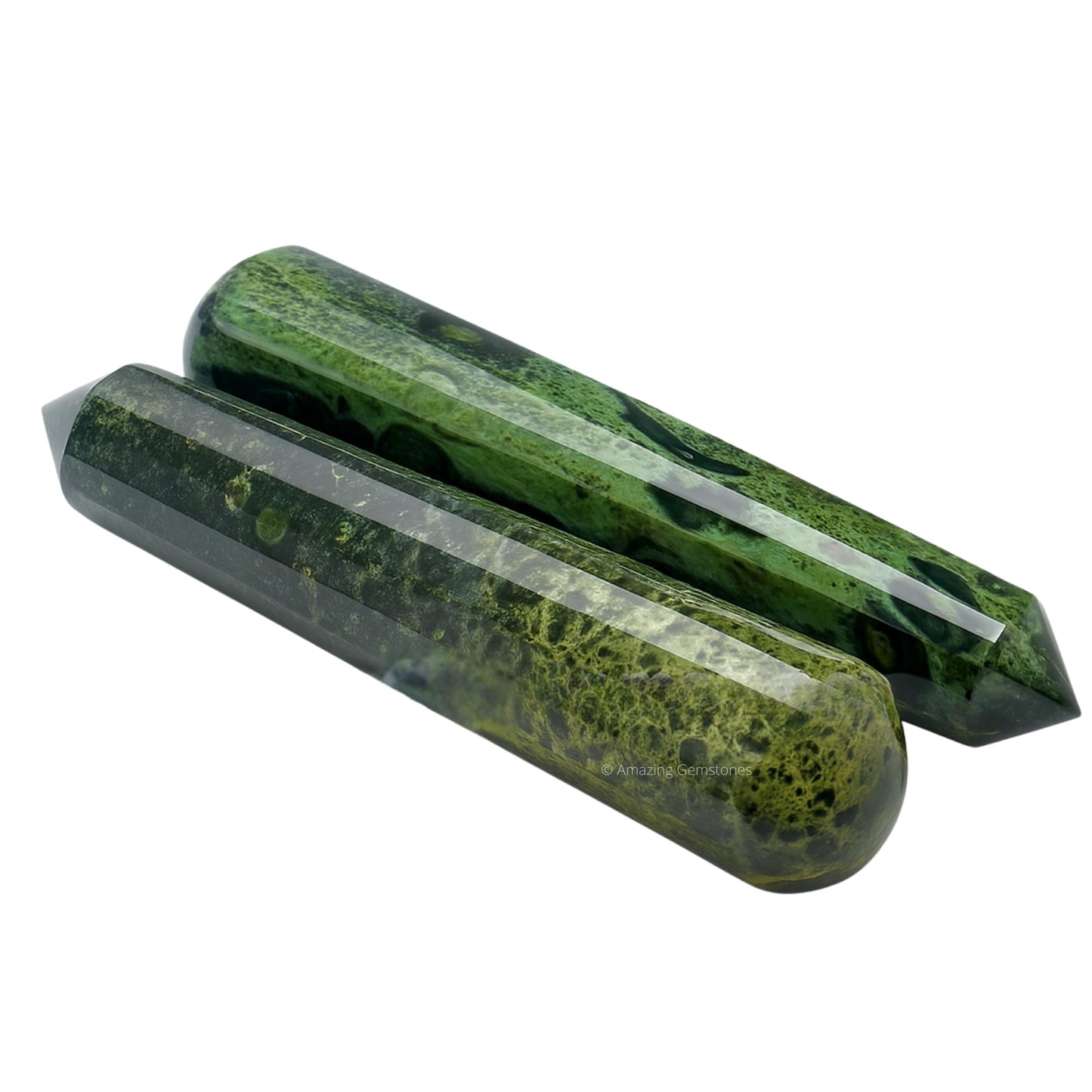 Amazing Gemstone Kambaba Jasper Crystal Wand Massage Stick - Pelvic Wand Gua Sha for Adults - Crystals and Healing Stones Massage Wands for Adults Gifts (Pointed)