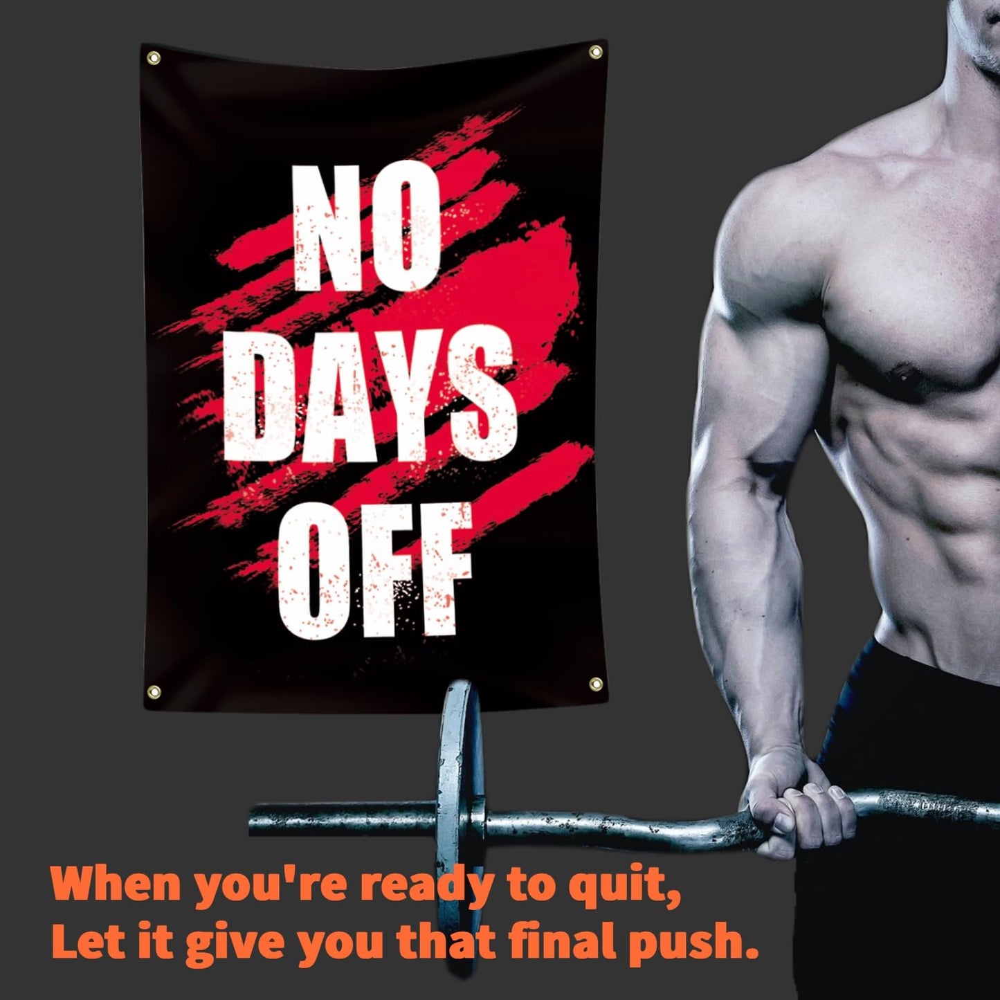 Eudaedom Inspirational Tapestry for Gym Wall, Motivational Banner for Workout Drive - Garage Office Decor, Dorm Flag, Fitness Focus Sign-3x5FT