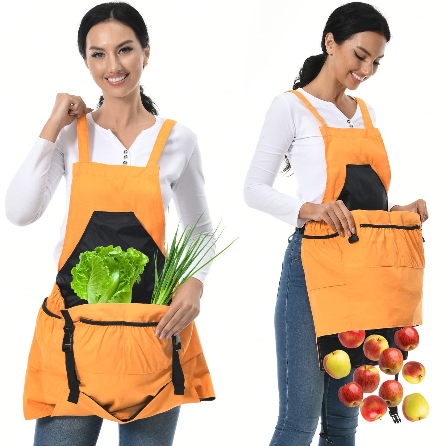 TISEMENT Gardening Apron, 8Oz Waterproof Canvas Garden Apron with Quick Release Pockets for Harvesting, Great Gardening Gifts for Women.