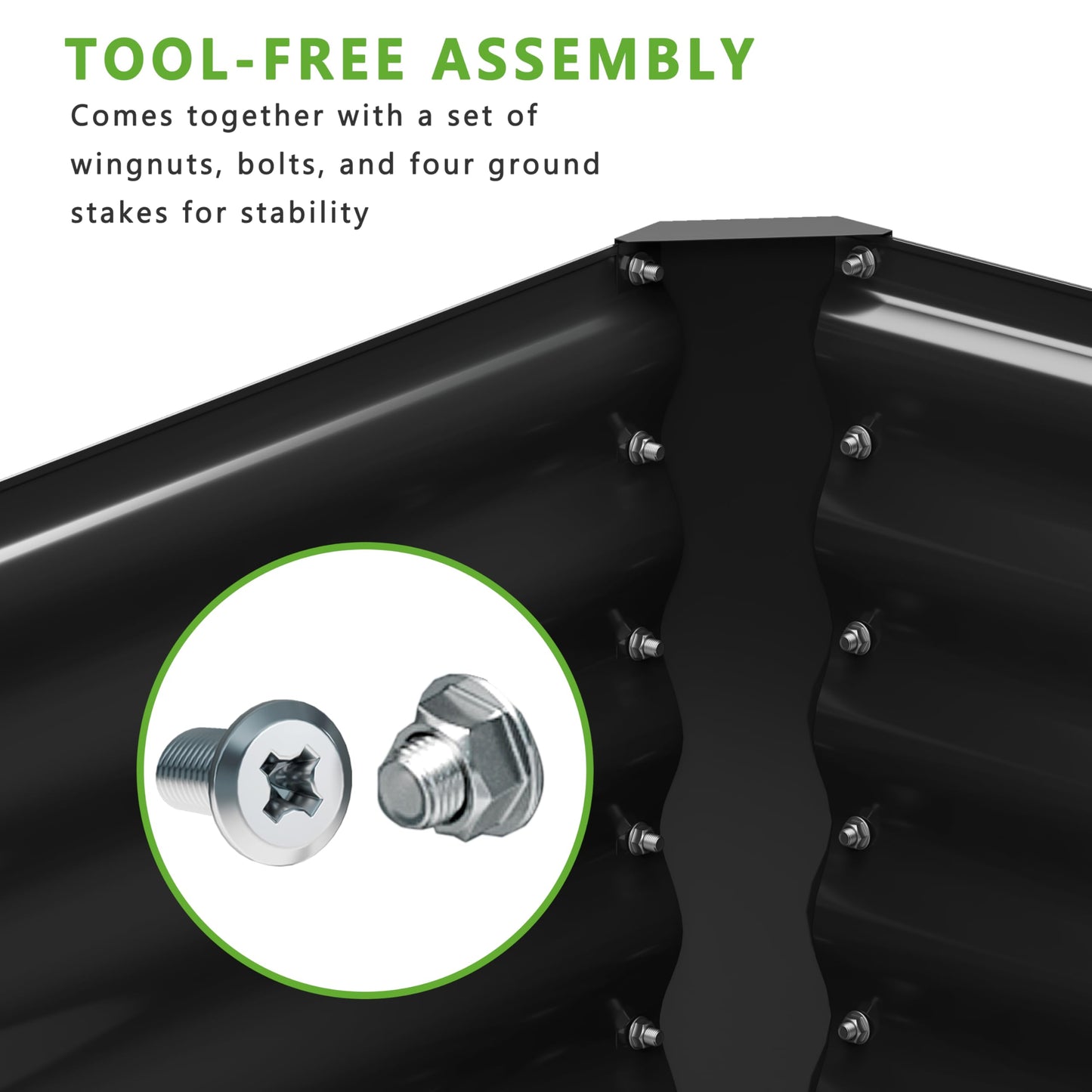Nedenyou 2PCS 6x2x1FT Galvanized Raised Garden Bed,Planter Raised Beds-Metal Garden Box,Large Plant for Outdoor Planting, Vegetables Bed，Flower,herb-Black