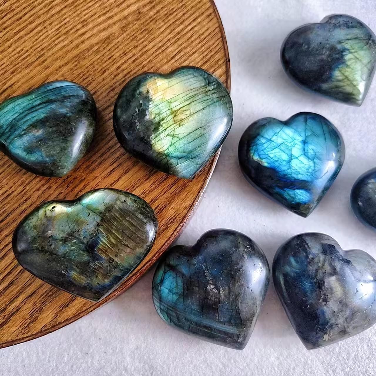 1LB Small Size Labradorite Heart Shaped Stone – Natural Flashy Crystal for Reiki, Meditation & Chakra Balancing, Pocket Healing Crystal for Energy and Protection (20-40mm)