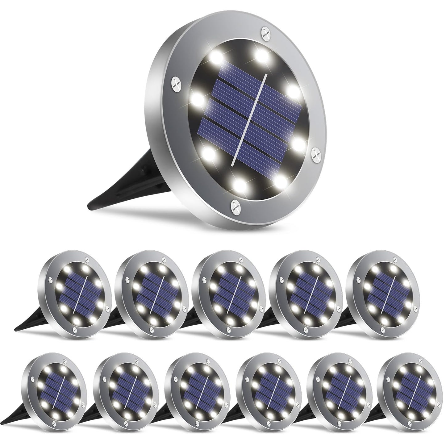 OULONGER 4.6inch Solar Lights Outdoor Waterproof,12Pack Solar Lights for Outside,Solar Garden Lights Landscape Lighting for Patio Pathway Lawn Yard Deck Driveway Walkway(White Light)
