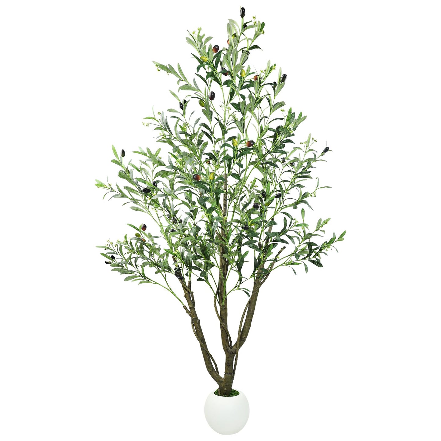 Caxchiling Artificial Olive Tree 5FT, Fake Tree for Indoor Outdoor, Lifelike Faux Large Floor Plants with Heavy Trunk with Vines and Ball-Shaped Pot, Home Office Living Room Bedroom Front Door Decor