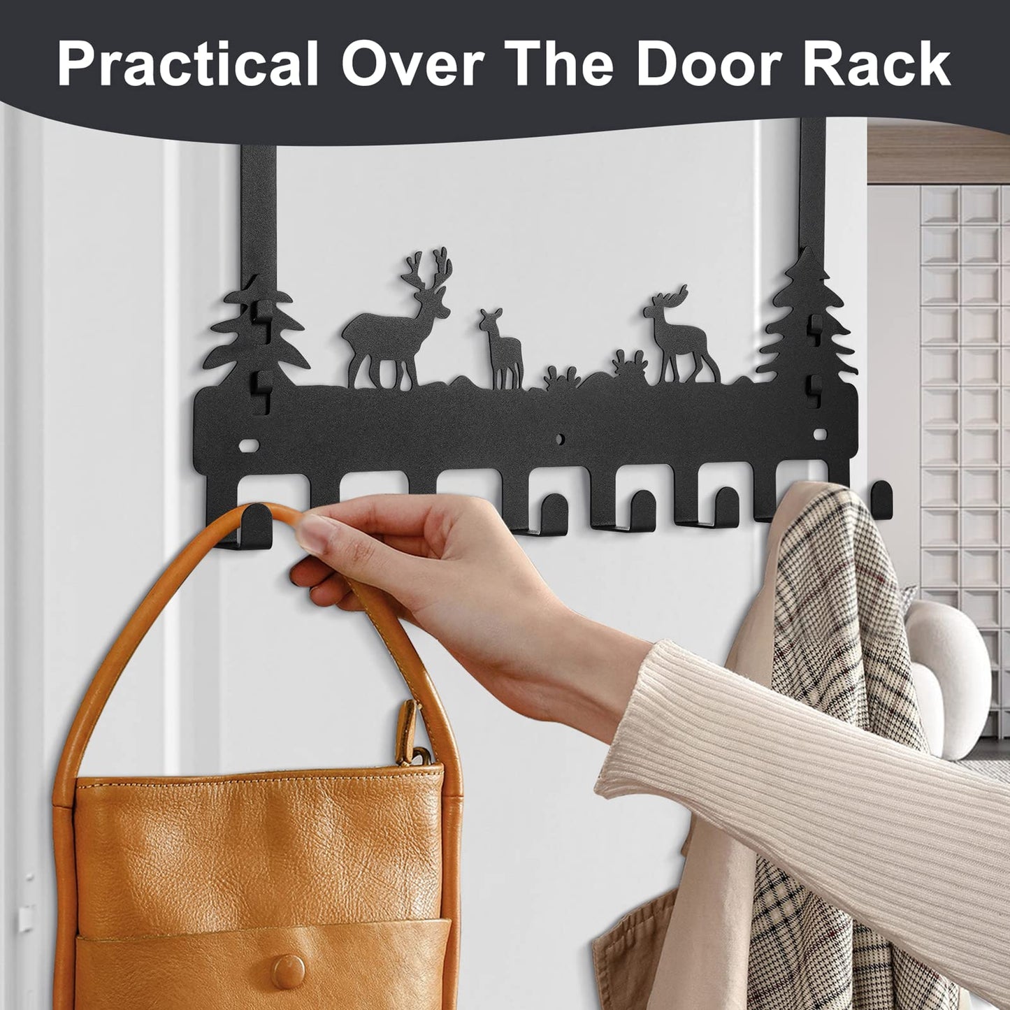 WIEMELIER Over Door Clothes Hanger Shower Room Towel Hook Hanger Over Door Hooks Black 8 Hooks