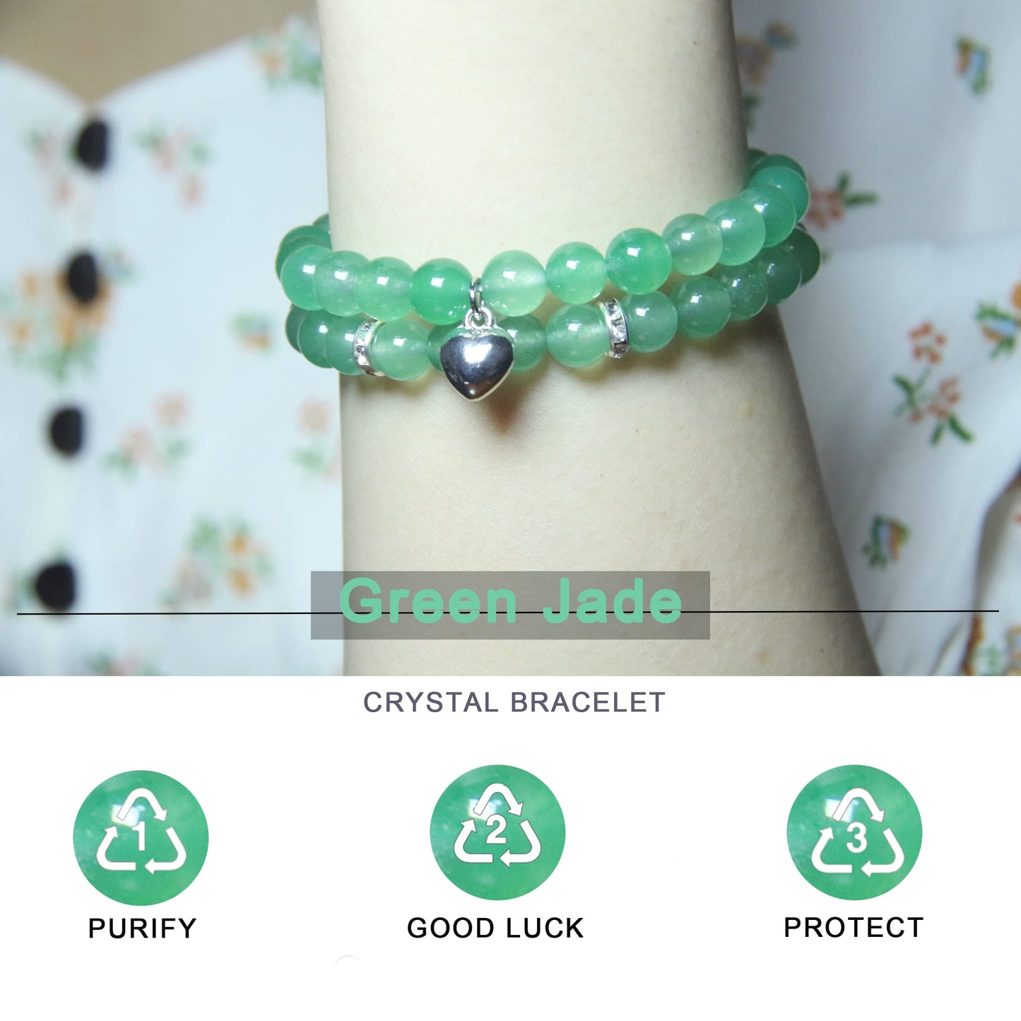 GDLKPYHS Healing Bracelets for Women - Green Aventurine Bracelet - Healing Prayers Crystal Bracelet, 8mm Natural Stone Stress Relief Yoga Beads Get Well Soon Gifts