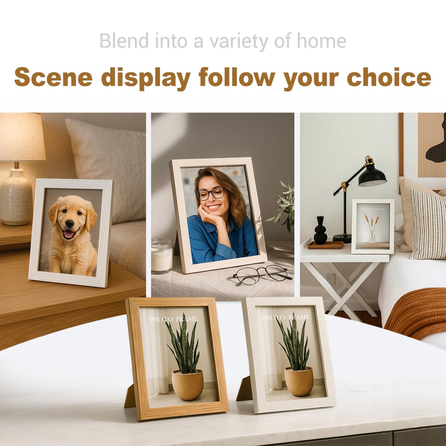 Display 5x7 Picture Frame Set of 2, 5 x 7 Photo Frames with High Definition Real Glass, Horizontal/Vertical Tabletop Display, White 2 Pack