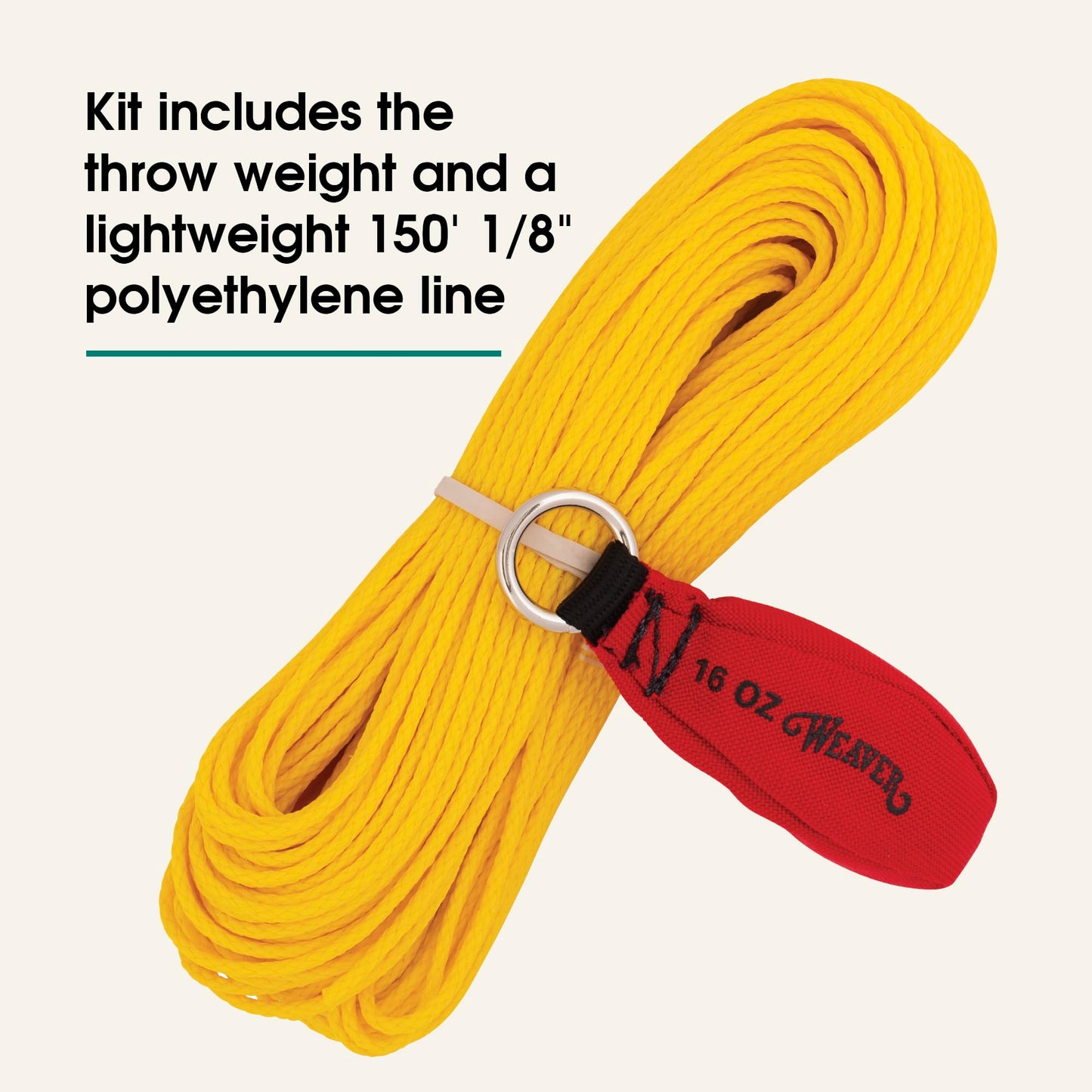 Weaver Arborist Throw Line and Weighted Throw Bag Kit, 150 ft Polyethylene Tree Climbing Rope 16 oz Throw Weight Set, Handcrafted Arborist Equipment