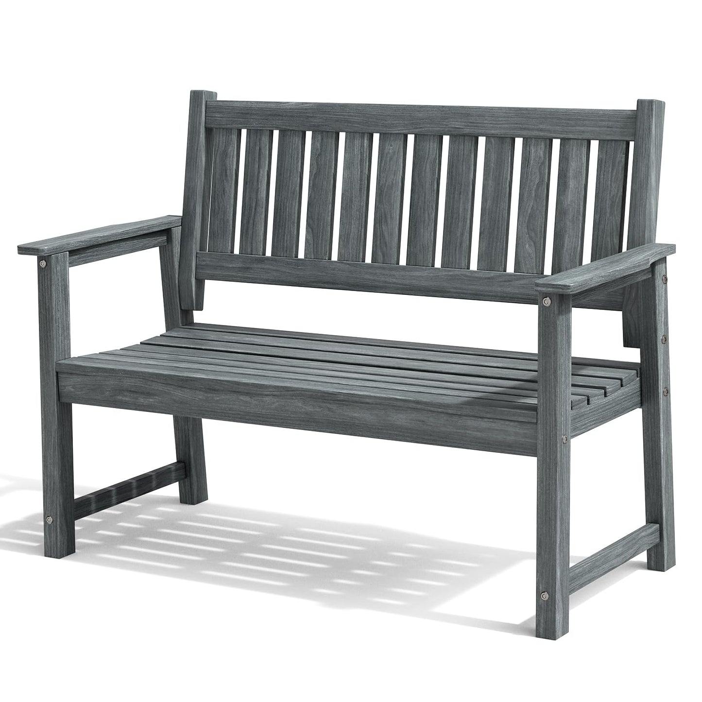 ACUEL Outdoor Bench, 2-Person Garden Bench, Poly Lumber Patio Bench for Outdoors, Porch, and Park (Dark Grey)