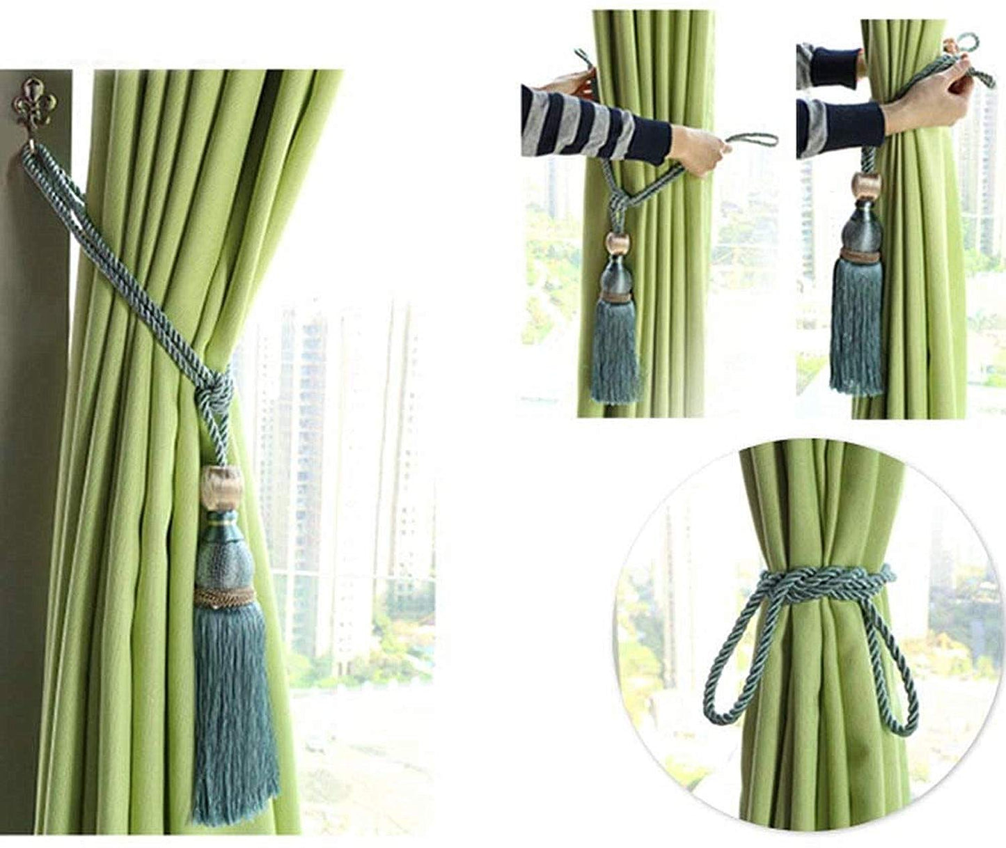 Selling Wonderful Curtain Holdbacks Curtains Tiebacks Home Decorative Braided Buckle Fastener Accessories Window Drapery Ball Tassels Tiebacks, Set of 2 (Coffee)