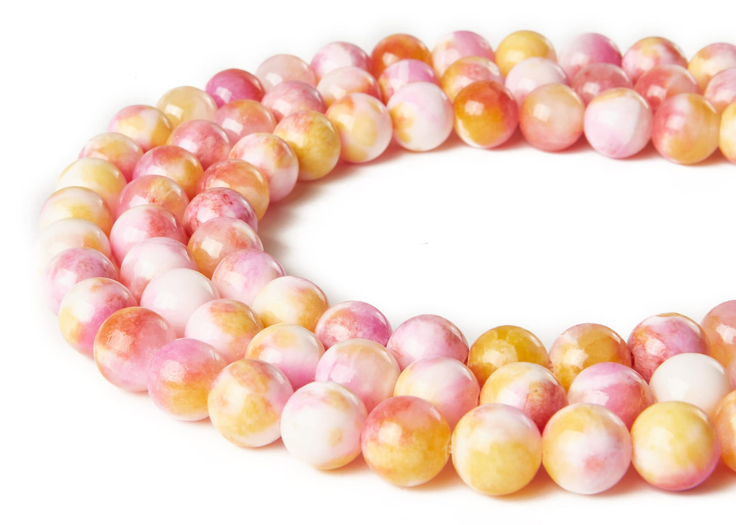 100pcs 6mm Pink Yellow Jade Beads Natural Gemstone Beads Round Loose Beads for Jewelry Making