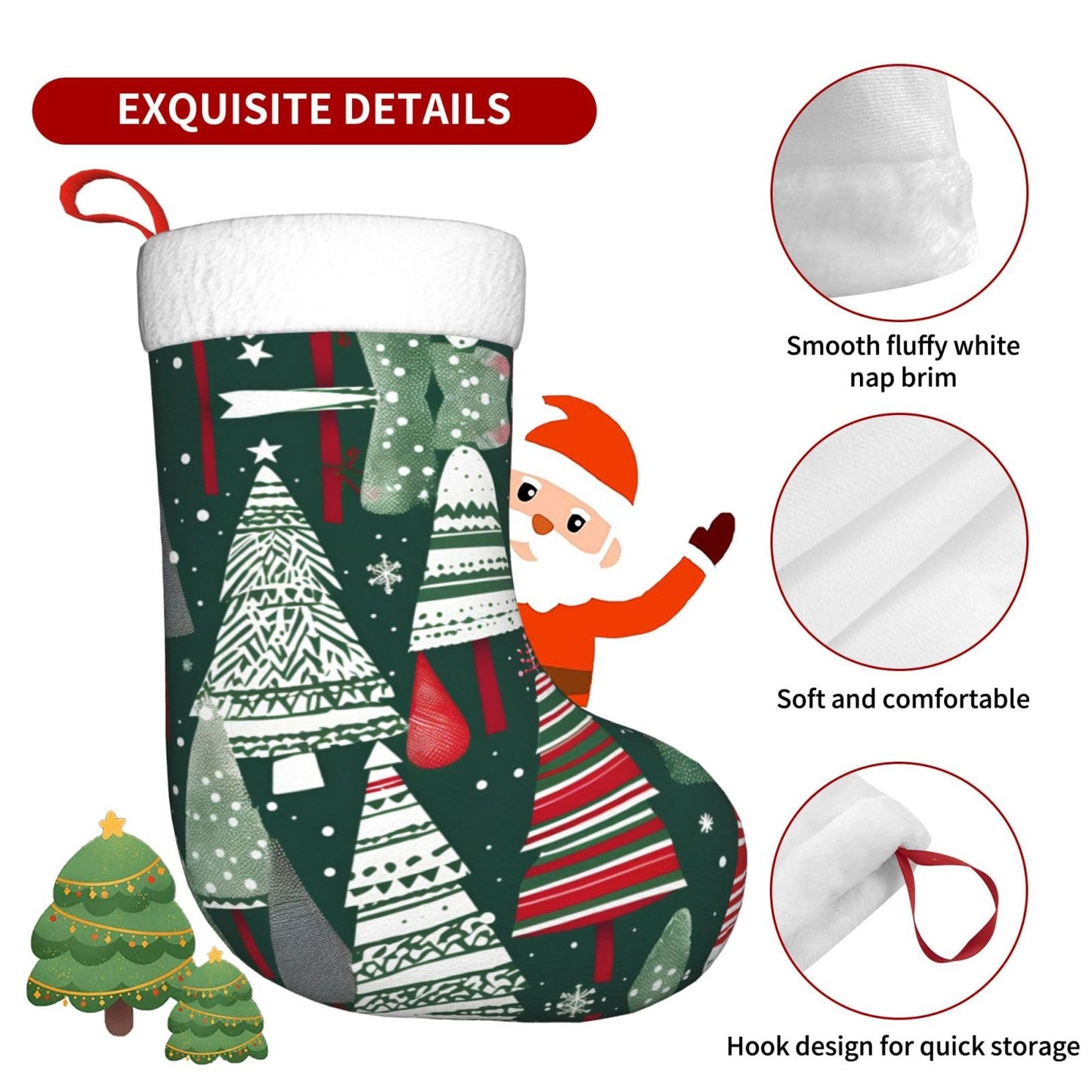 HJKTVDRQ Christmas Trees Print Classic Decorative Socks Stylish Traditional Christmas,Luxurious Gift for Festive Season