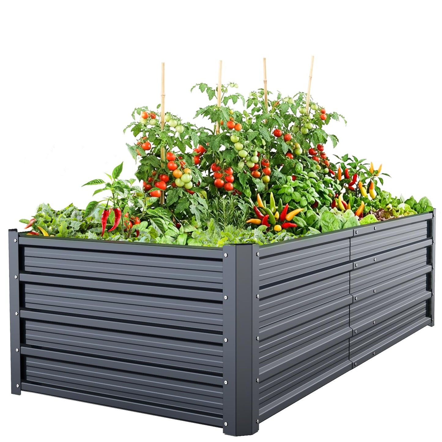 Ohuhu 6x3x1.5 FT Metal Raised Garden Bed Outdoor, Reinforced Galvanized Steel Rustproof Planter Box, 100% Non-Toxic, 202 Gal Large Capacity Heavy Duty Raised Beds for Growing Vegetables Flowers Herbs