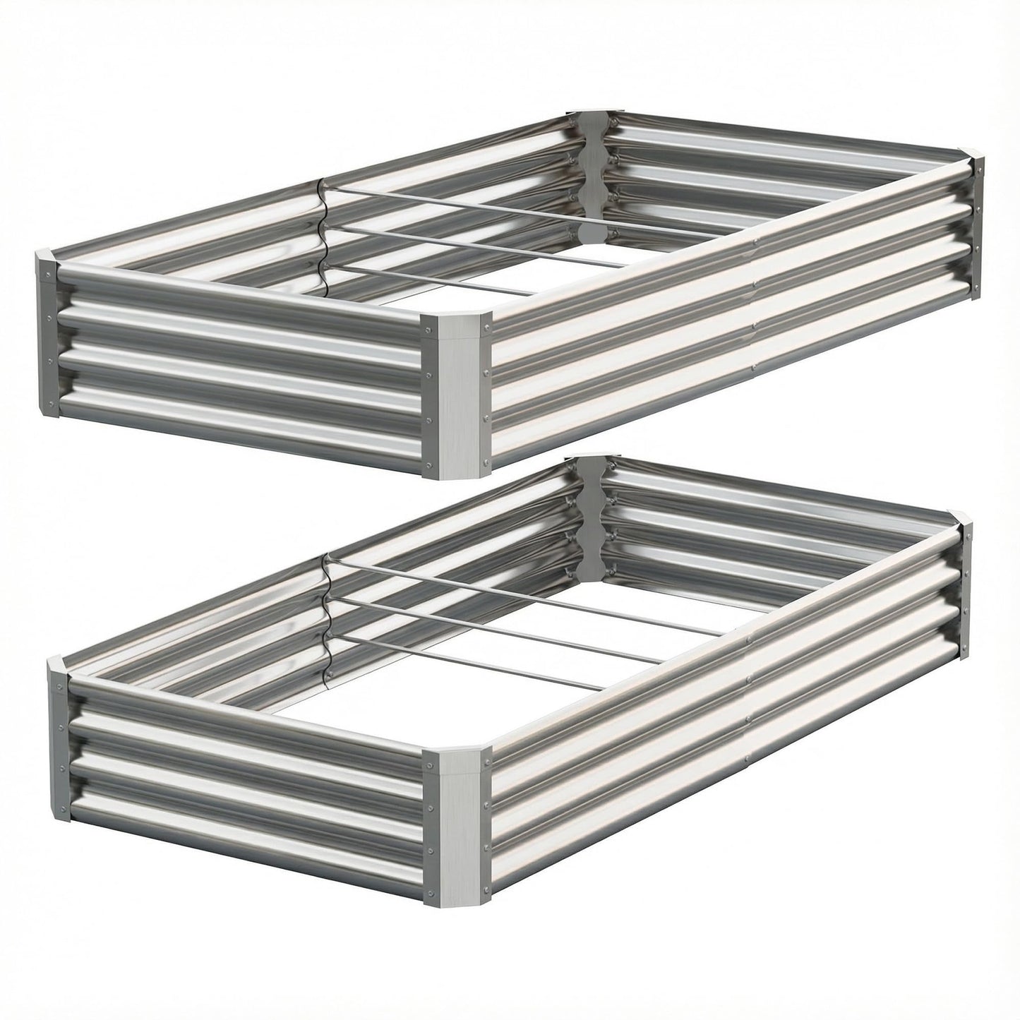 Anmiro Galvanized Raised Garden Bed,Outdoor Planter Box Metal Patio Kit Planting Bed for Vegetables Flowers Herb (Galvanized, 6x3x1ft-2p)
