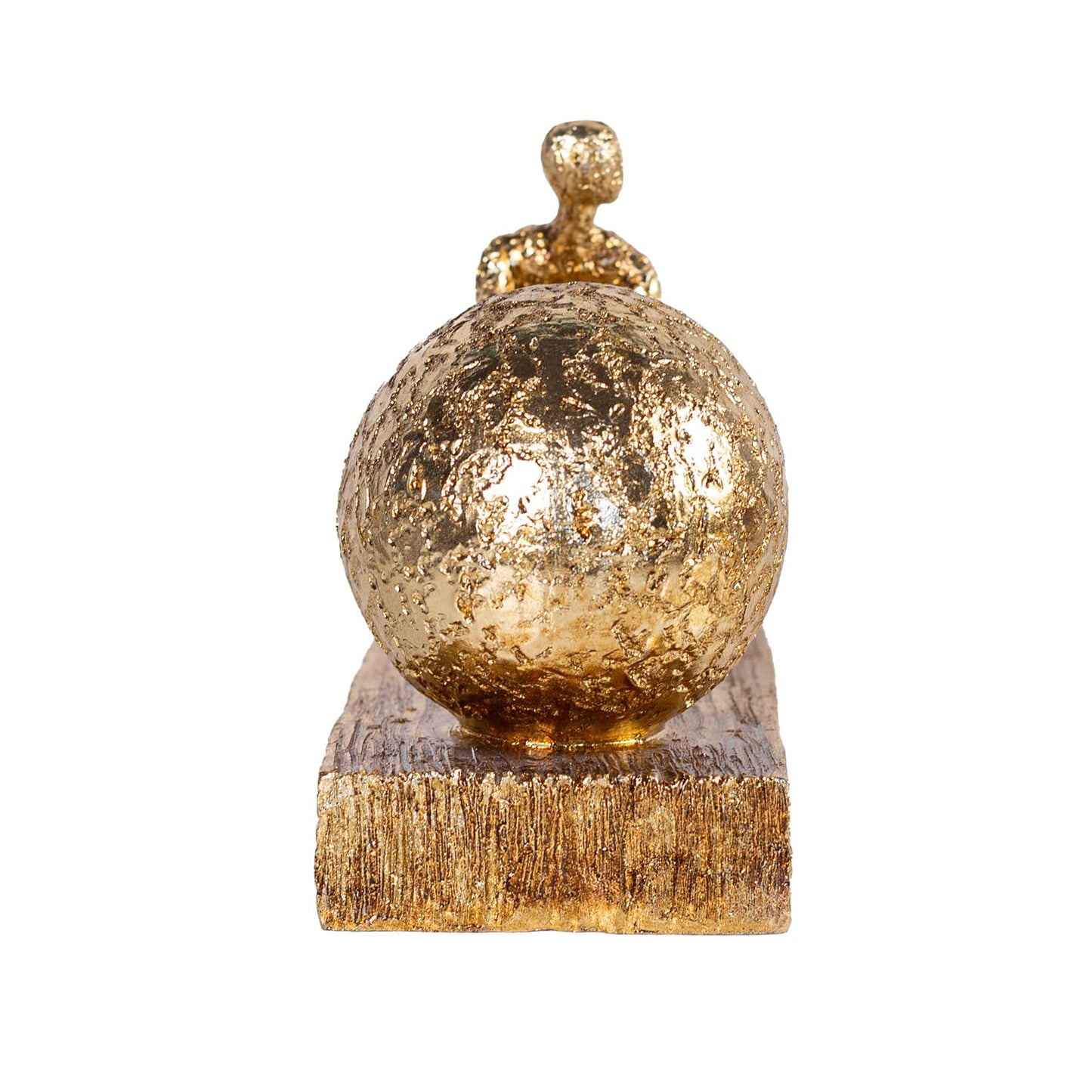 Hebdids Man with Sphere Iron Statue Metal Sculpture Sportsman Art Metal Ornament Figurine Home and Office Decor （Golden）