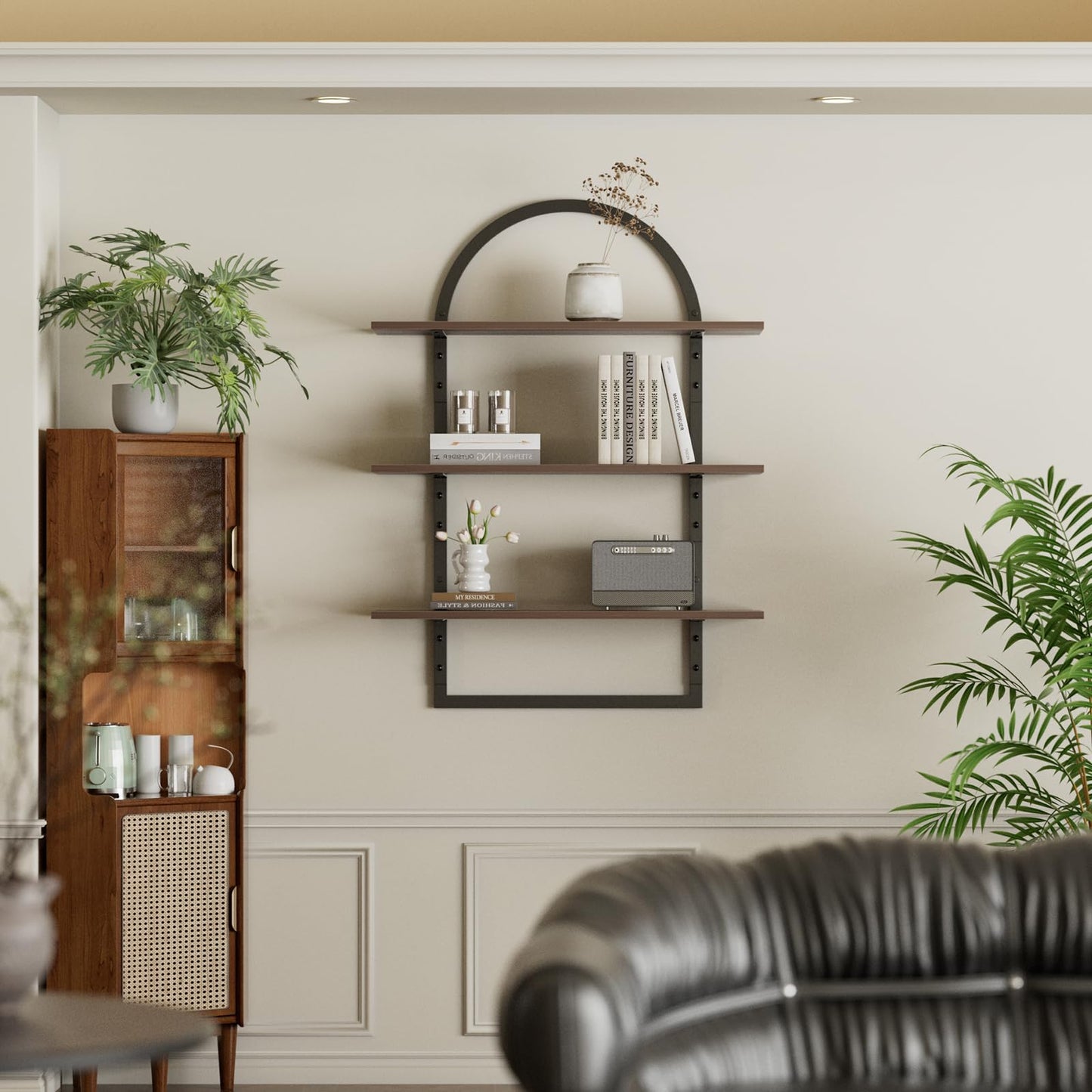 InnJoey Floating Shelf for Wall - 3 Tier 24"x 31.5" Shelves for Room Wall for Bathroom, Bedroom, Toilet, Kitchen, Living Room, Office, Rustic Brown