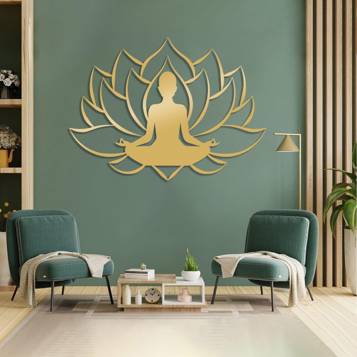 Veplsur Lotus Flower Decor, Metal Zen Wall Art, Yoga Zen Sign Decorative, Yoga Decor, Lotus Wall Hanging, Meditation Wall Art, Symmetry Art, Yoga Studio Decor, Home Decor (Black, 24"x17"|60x44cm)