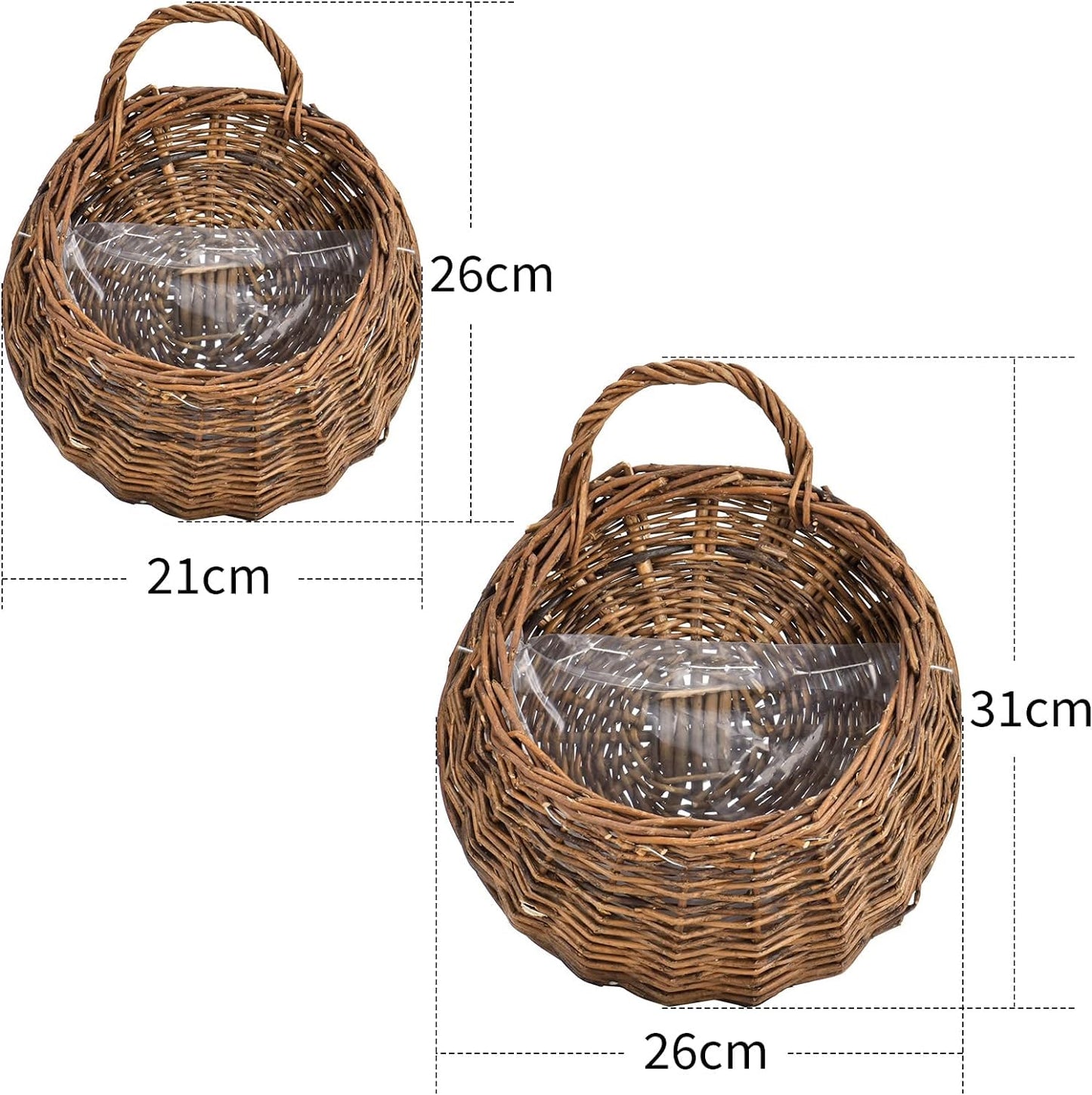 Handmade Woven Hanging Plant Basket Wall Hanging Rattan Basket Wall Hanging Flower Pot Wicker Weaving Flower Pot Natural Wicker Handed Storage Basket for Home Garden Wedding Wall Pot Plants Flowers B