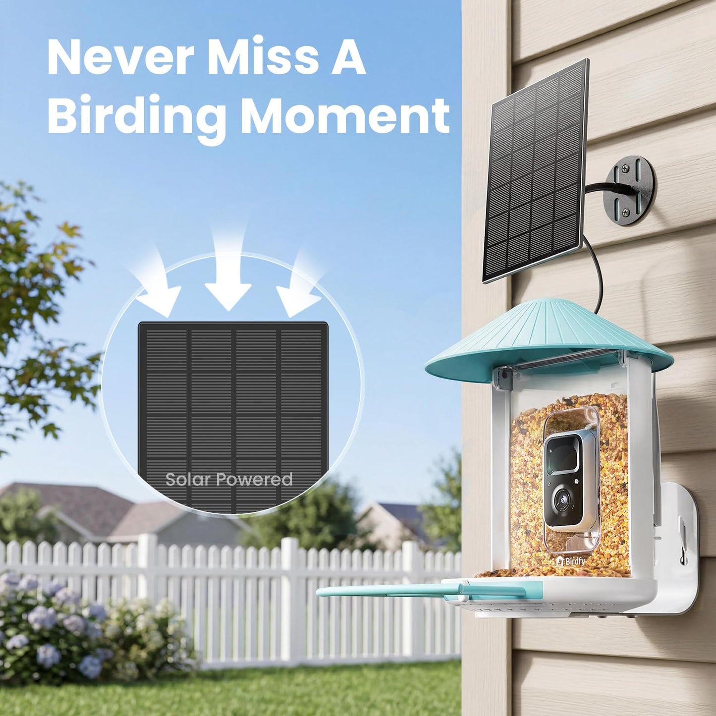 NETVUE by Birdfy Smart Bird Feeder with 2K HD AI Camera Solar Powered, Wireless Wildbird Watching, Live Stream&Color Night Vision, Auto-Capture & Notify, Free Cloud Storage(AI by Subscription)