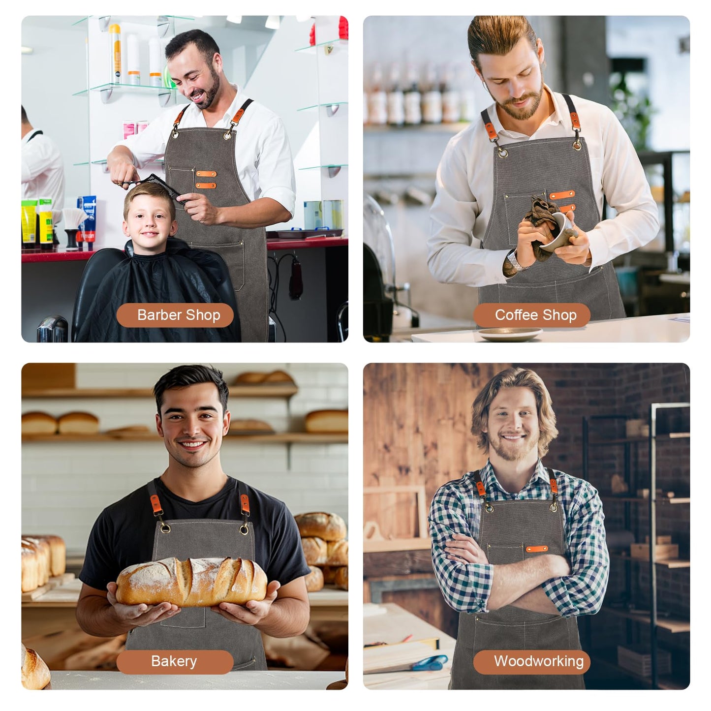 Rtcimoic Men's & Women's Work Aprons, With Pockets, For Bartenders, Hairdressers, Florists, Chefs, Gardeners, Gardening Apron, Waiters, Canvas Apron With Adjustable Straps (Dark Grey)