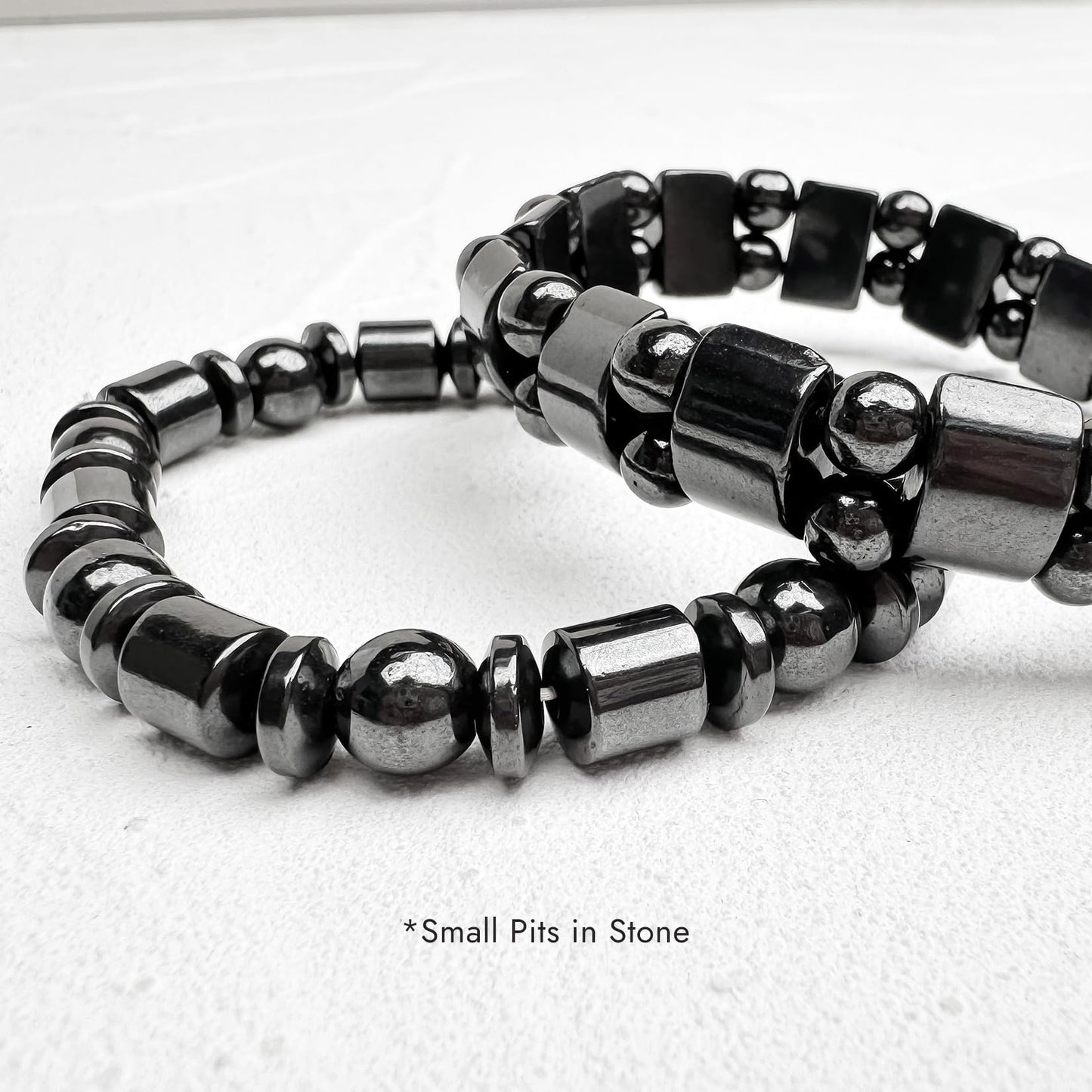 VIKI LYNN 2 Pcs Hematite Magnetic Bracelets for Women and Men Hematite Magnetic Stone Beads Adjustable Magnetic Bracelet Wristband Dainty Jewelry Gift for Mom, Dad, Wife, Friend, Couple