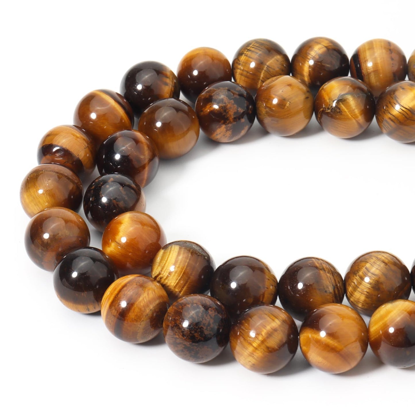 Siomia 45pcs 8mm Natural Yellow Tiger Eye Gemstone Beads Energy Healing Crystal Round Loose Stone Beads for Jewelry Making, DIY Bracelets Necklaces