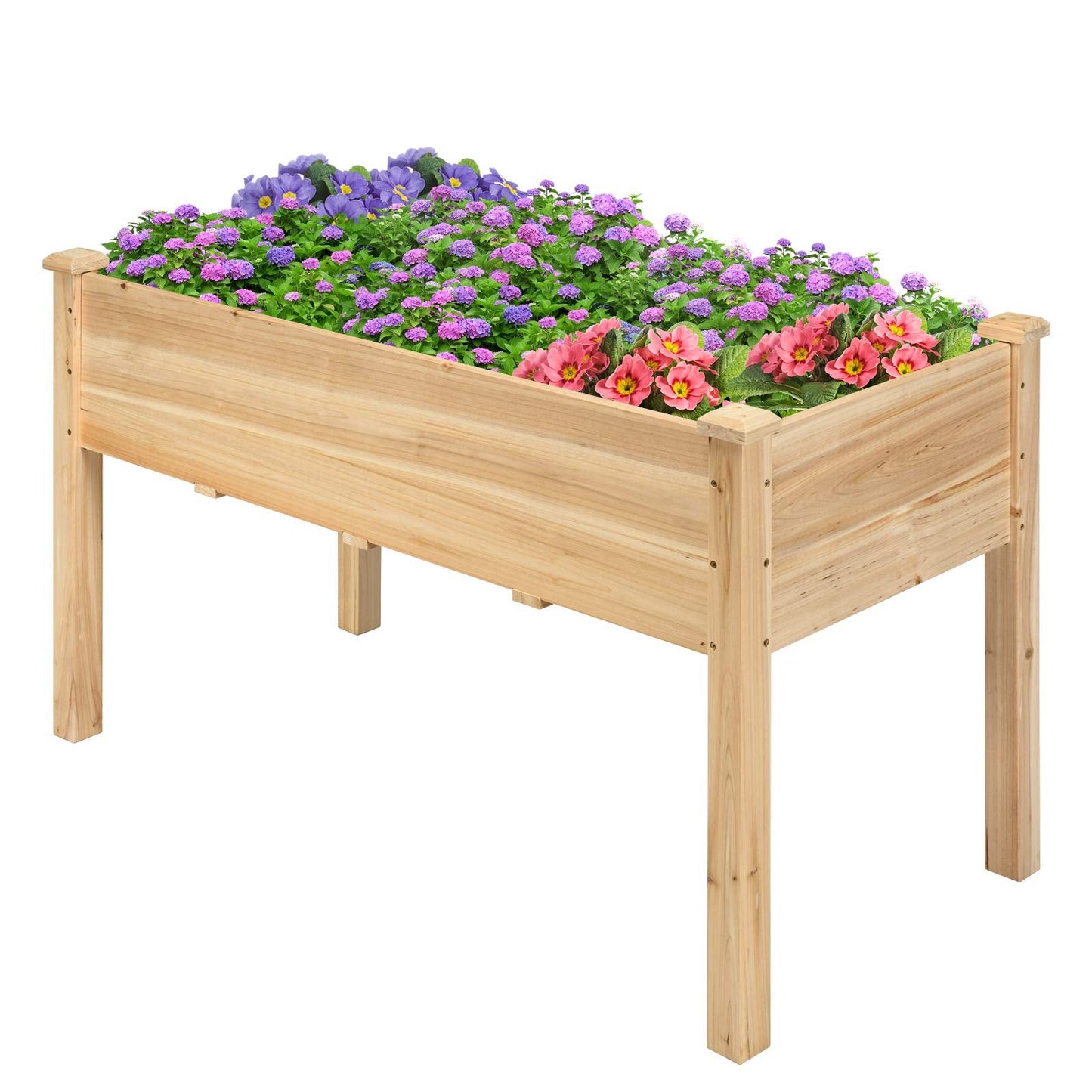 S AFSTAR Raised Garden Bed, Elevated Wooden Planter Box, 49.5”L x 23.5”W x 30”H, Outdoor Gardening Planting Bed for Vegetables, Flowers & Herbs Grow, Great for Backyard Patio Lawn (Natural)