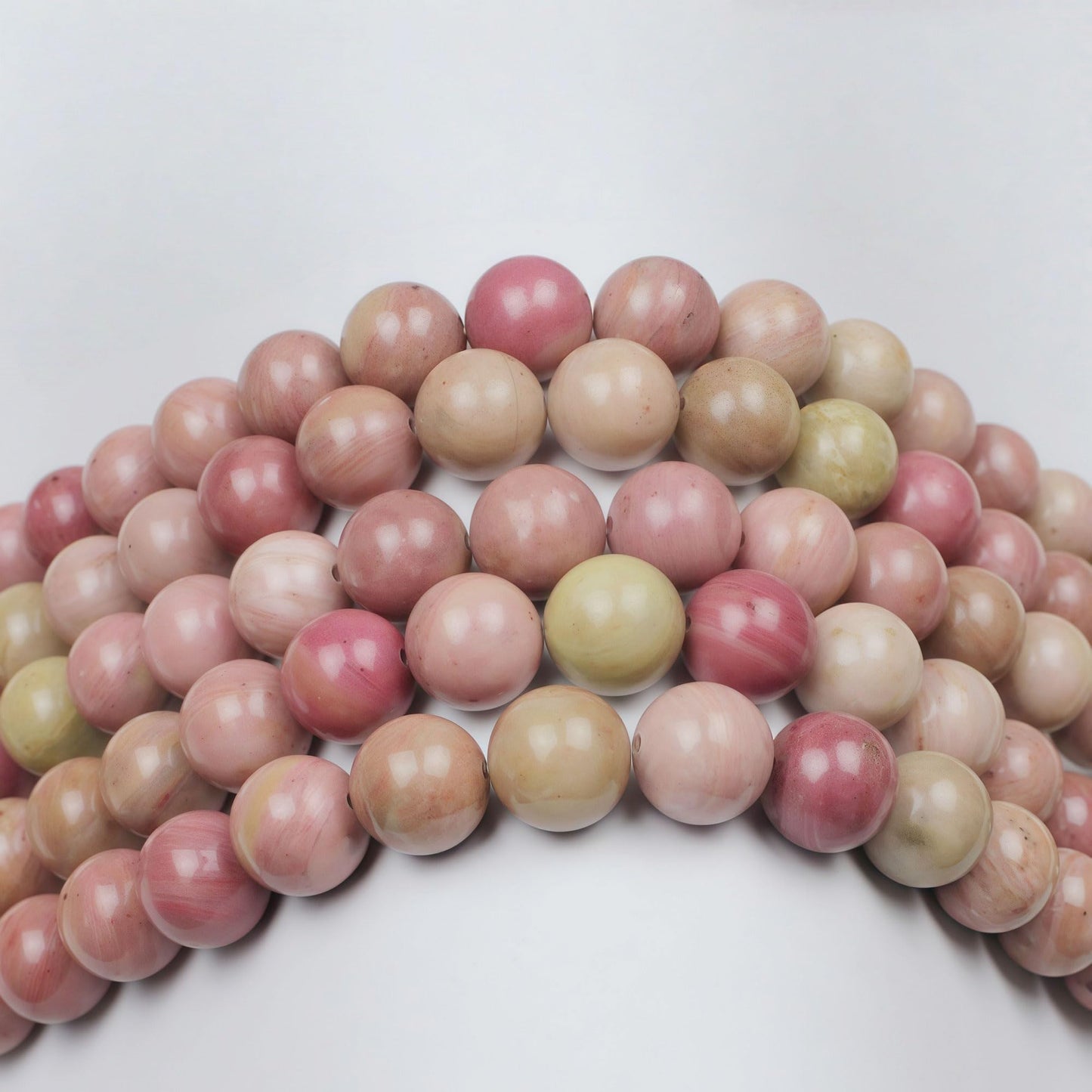 MJDCB Natural Red Stripes Rhodonite Round Stone Beads for Jewelry Making (10mm)