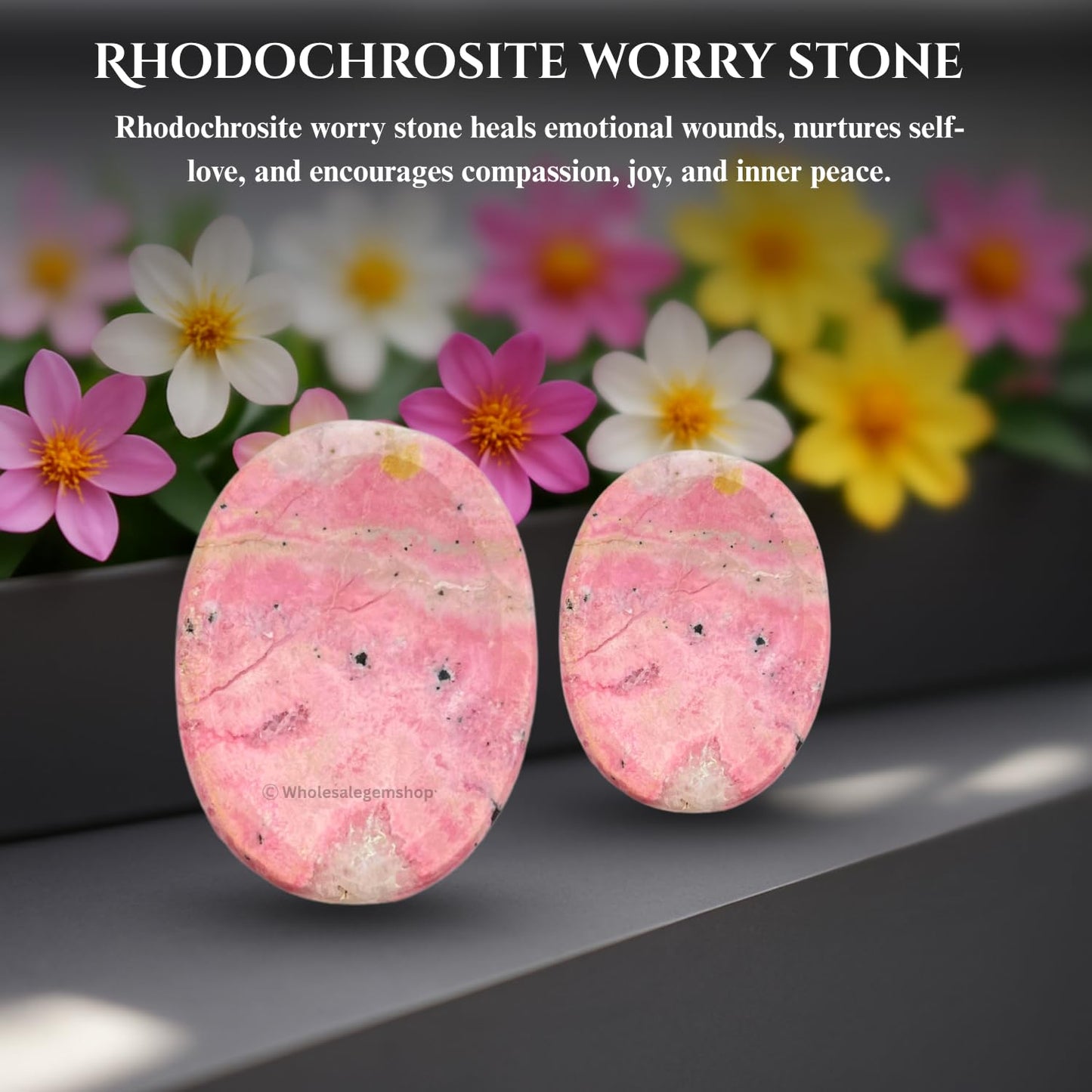 GEMSCITE Rhodochrosite Thumb Worry Stones Metaphysical Gemstone Crystal Healing Reiki Men Women Gift FENG Shui Positive Energy Love Wellness Palm Stones Wicca Powerful