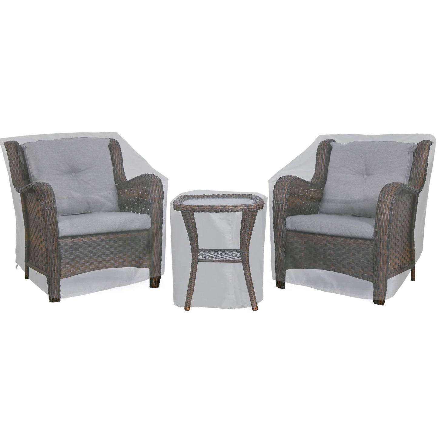 Baner Garden Patio Furniture Covers,Outdoor Furniture Cover Waterproof,Patio Furniture Set Covers for 3 Piece Outdoor Bistro,Patio Sofa Covers Set for 2 Chairs and Coffee Table,Grey