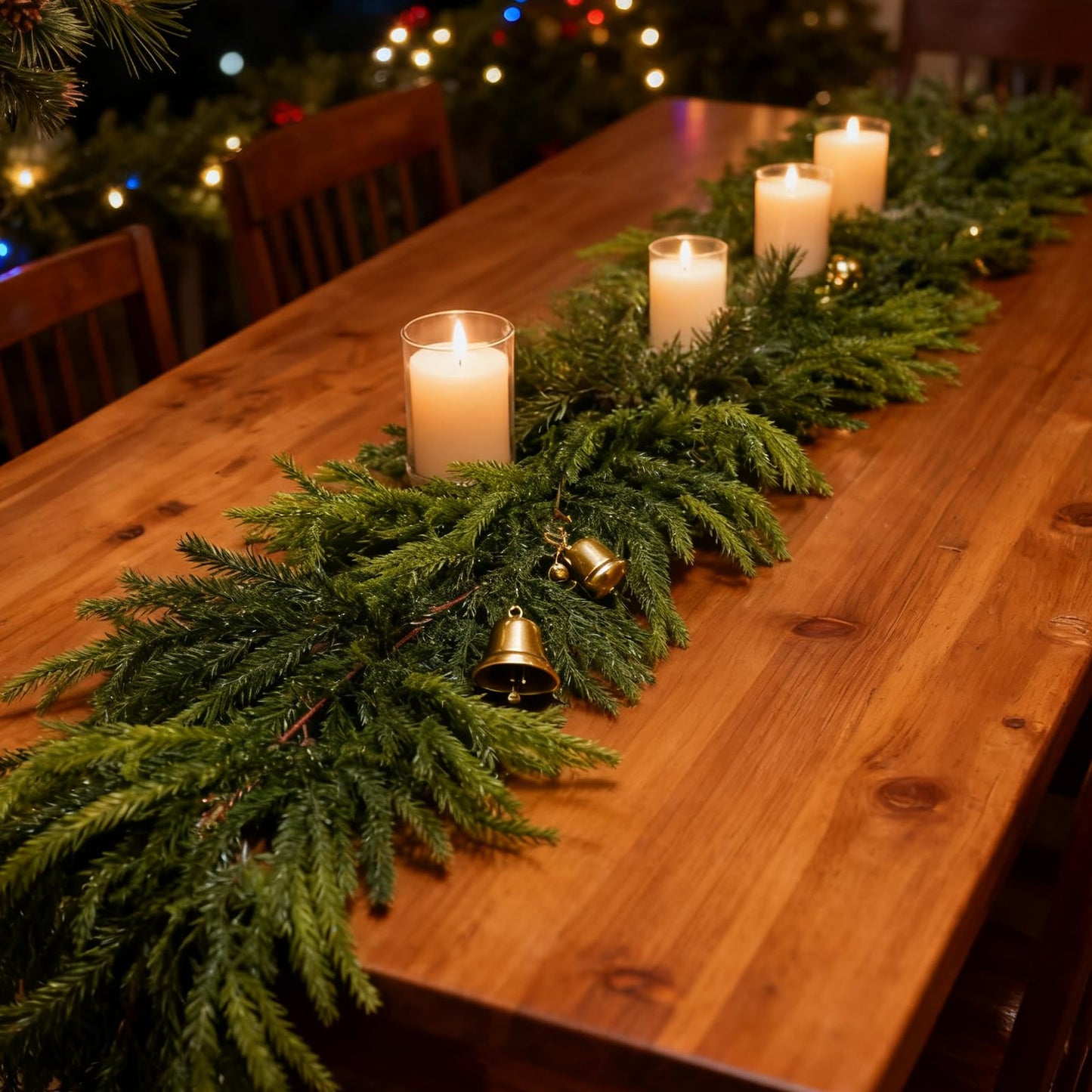 Homiton 6ft Christmas Norfolk Pine Garland, Artificial Real Touch Pine Garlands, Christmas Greenery Garland for Xmas Mantle Fireplace Table Outdoor Indoor Decoration (1, 6 FT)