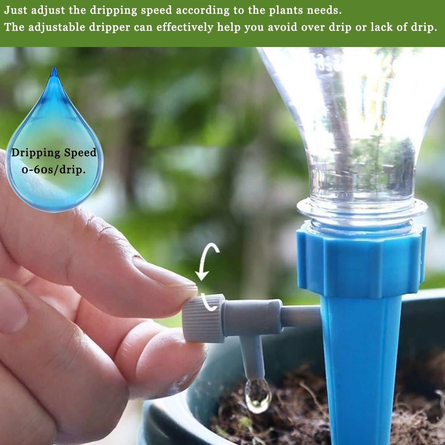 Suyeah 24PCS Self Watering Spikes for Plant,Indoor & Outdoor Automatic Plants Waterer,Plug-in Device with Adjustable Valve Switch, Self Watering Planter Insert
