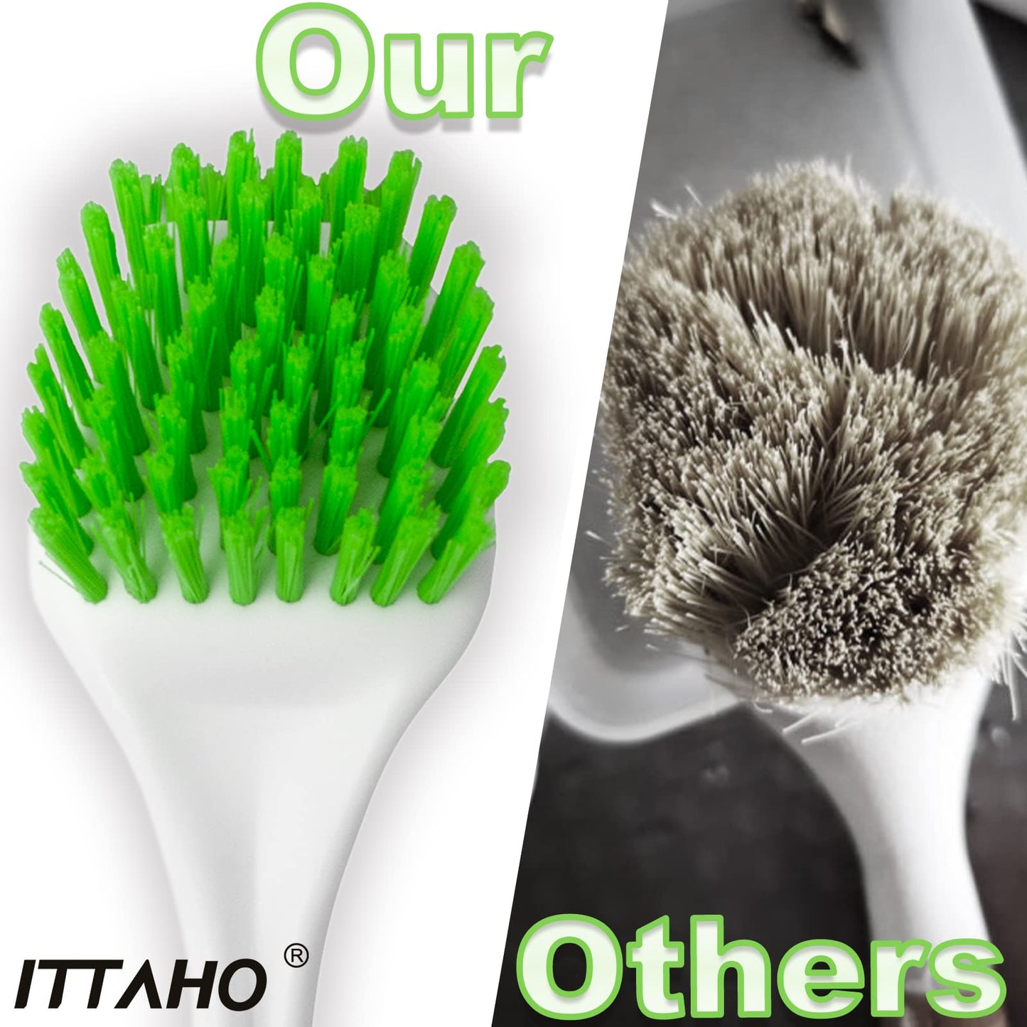 ITTAHO 3 Pack Dish Brush,Dish Scrub Brush, Kitchen Scrub Brush for Cleaning Dishes, Double Sided Bristles Scrubber Cleaner for Dishes,Sink,Pots,Pans,Bathroom Shower,Tile,Tubs