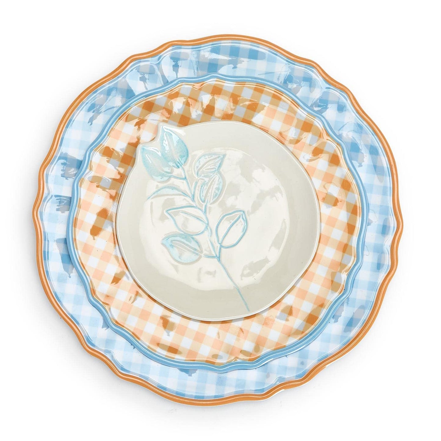 Two's Company Full On Color Set of 4 Hand-Painted Tidbit Plates in 4 Colors