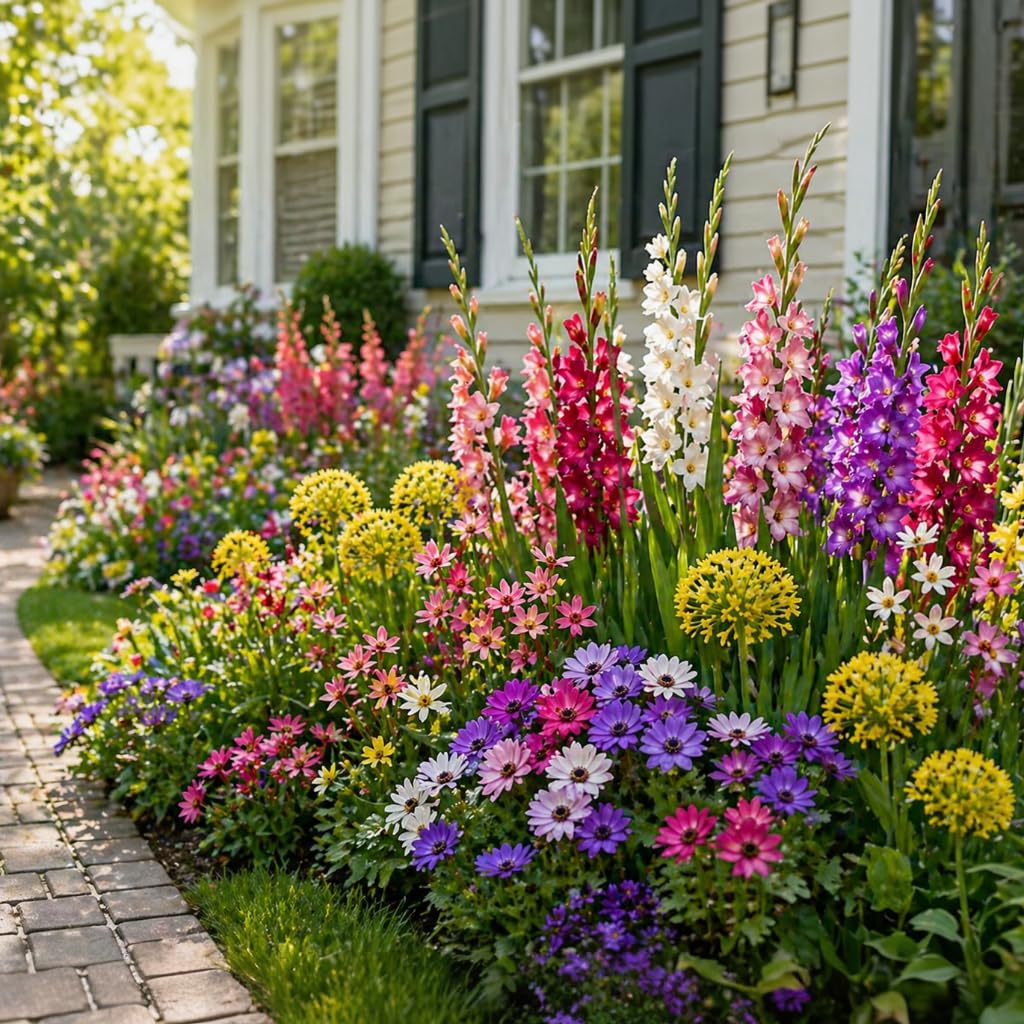 100 Premium Bulbs for Spring and Summer Flower Mix – Anemone, Gladiolus, Allium & Ixia – Easy-Grow Perennial Garden Flowers – Attracts Bees, Butterflies & Hummingbirds – Outdoor Planting