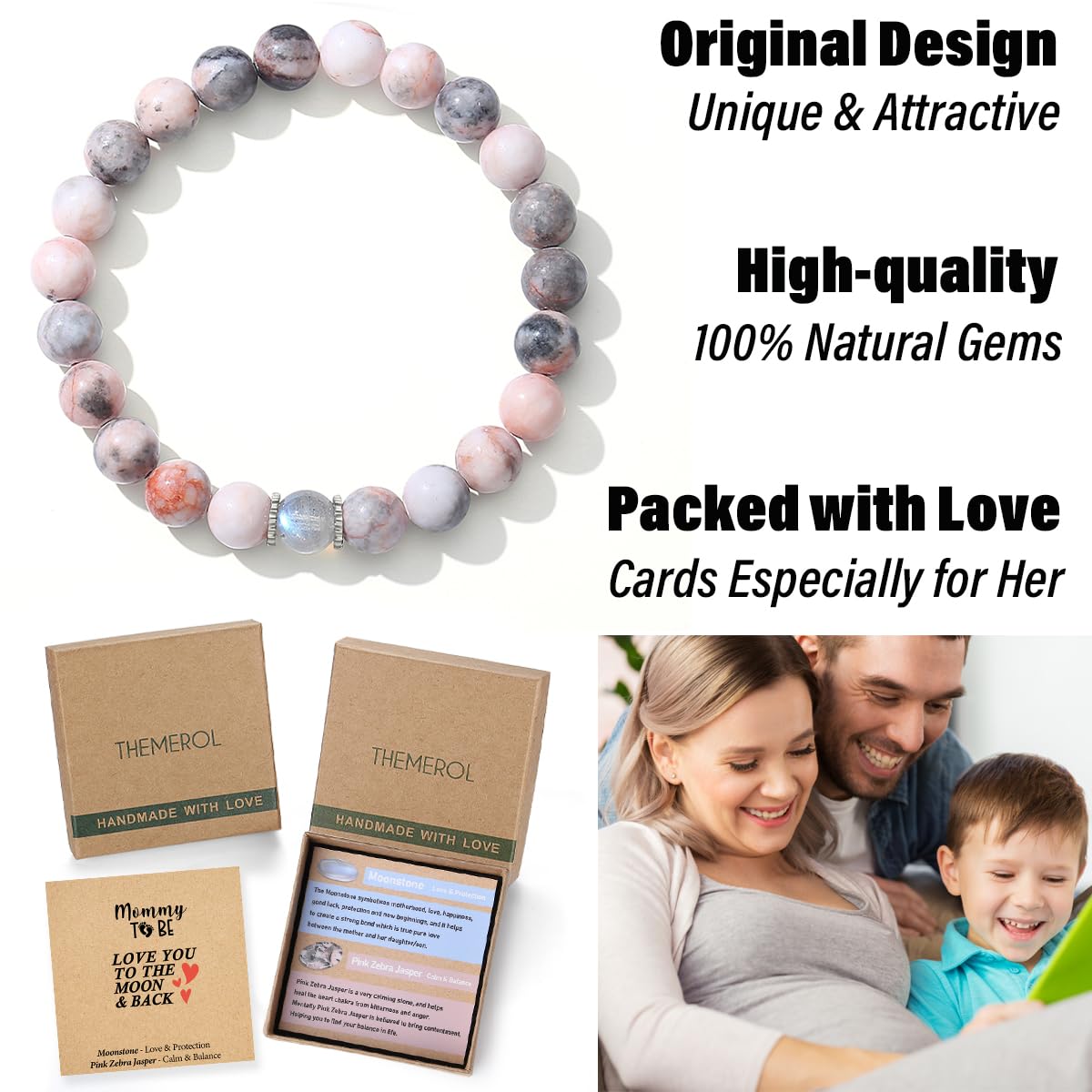 THEMEROL Mom To Be Gifts for 1st Time New Mom Mothers Day Gifts Pregnant Expecting First Time Gift Women Bracelet Mama To Be Gift Presents Christmas Valentines Day