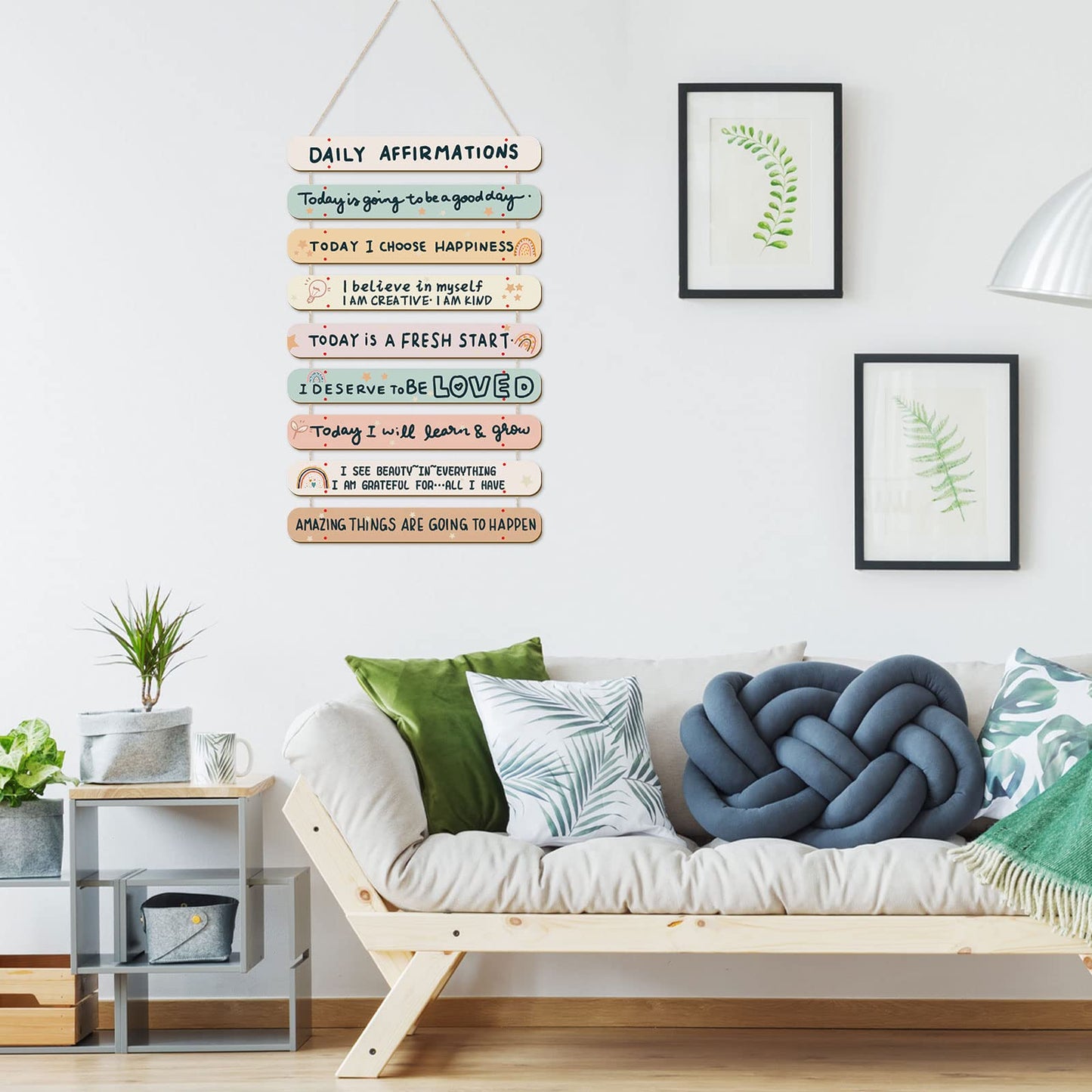 Gerrii Positive Affirmations Wall Decor Wooden Inspirational Wall Art Mental Awareness Motivational Hanging Art Positive Self Love Quotes Decor for Nursery Office Bedroom(Rainbow)