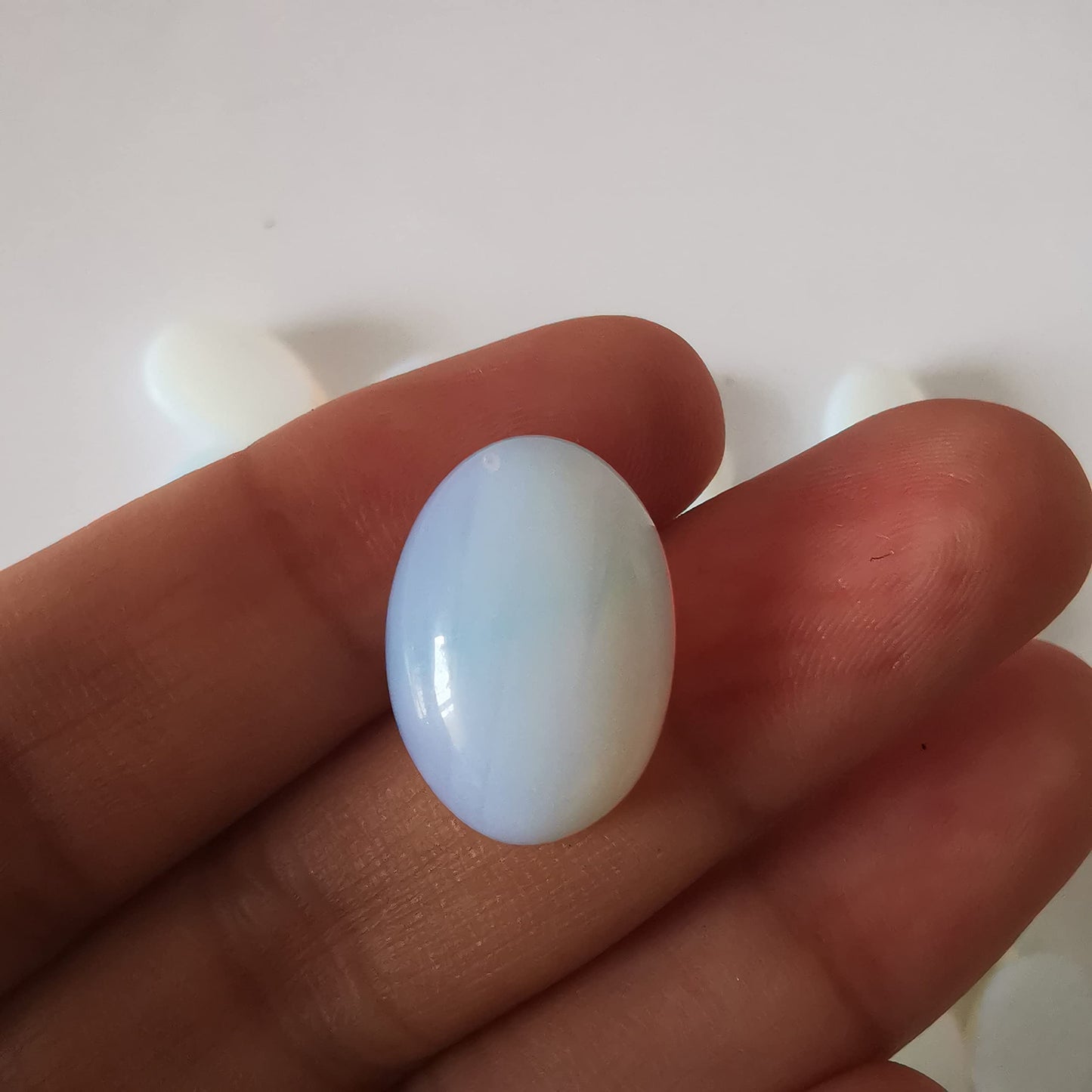 Loveliome 18x13mm Oval Cabochons Flatback Crystal Stone Gemstones Beads for Jewelry Making DIY Pack of 10, Opalite