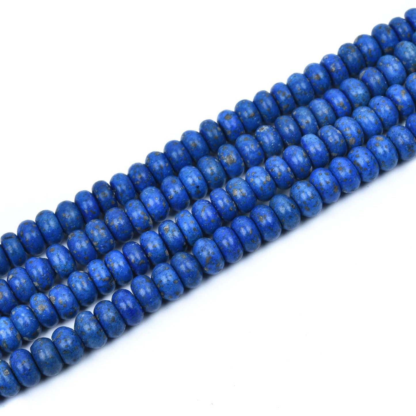 HAAMIIQII 5x8mm Lapis Lazuli Rondelle Stone Spacer Beads, Abacus Disk Loose Gemstone Beads for Jewelry Making, DIY Bracelet, Necklace, Healing Crystal 15 Inch (80-85pcs)