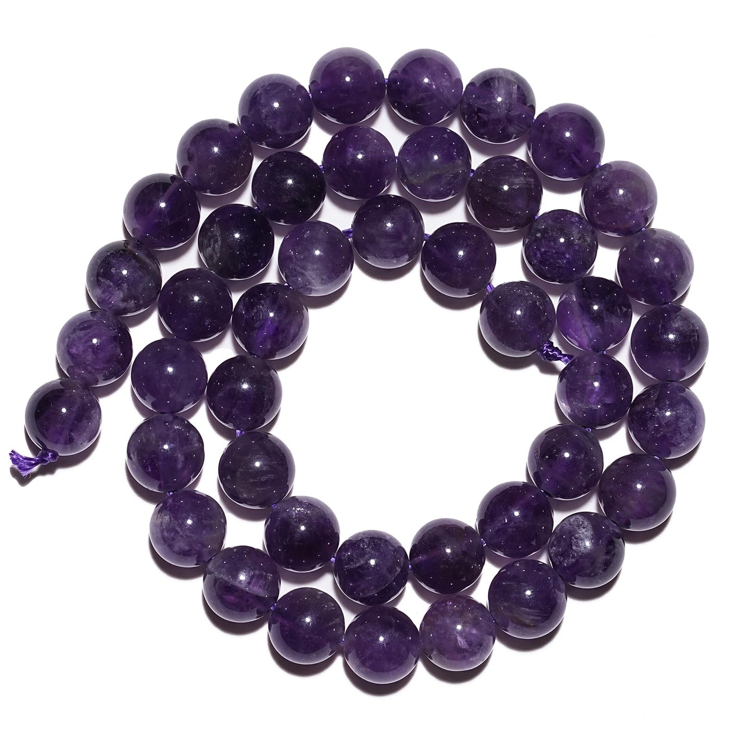 8mm Natural Amethyst Gemstone Beads Polished Round Smooth Stone Beads for Bracelets Jewelry Making 15inch Loose Beads