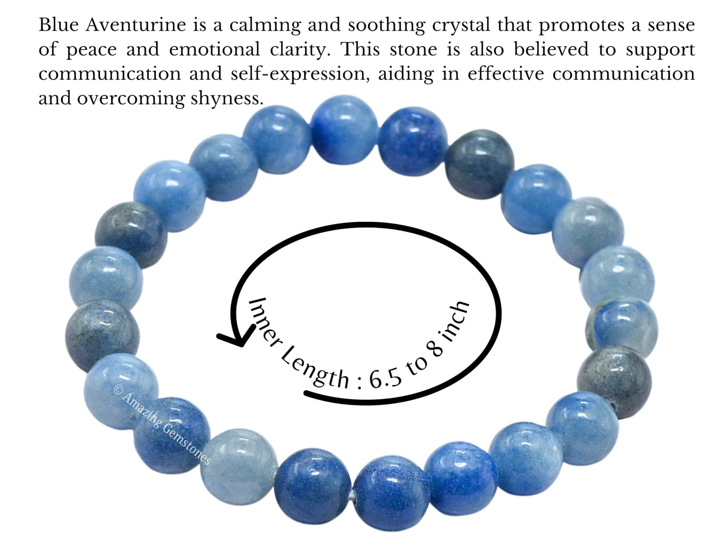 Amazing Gemstone Crystal Bracelet for Women Men's Gifts - Protection Healing Crystal Bracelet - 8mm Gemstone Beaded Stretchable Bracelet Pulseras Para Hombres Mujer Stocking Stuffers Mothers Day Gift (Blue Aventurine)