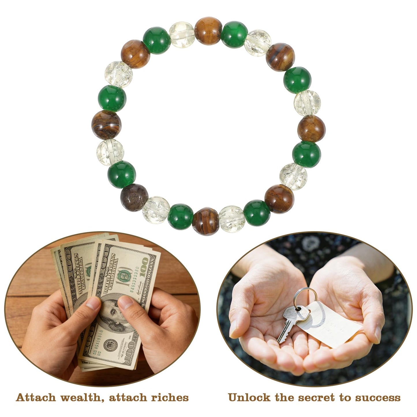HaiFafafaing Money Bracelets for Women Wealth Money Attraction Bracelet Green Crystal Beaded Feng Shui Good Luck Bracelet for Healing Protection Spiritual Christmas Stocking Stuffers Gifts