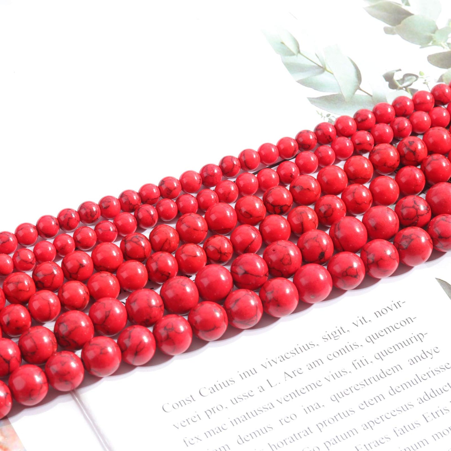 Filluck Natural Stone Beads 8mm Red Turquoise Polished Round Smooth Gemstone Beads for Jewelry Making 15 Inch(Red Turquoise,8mm)