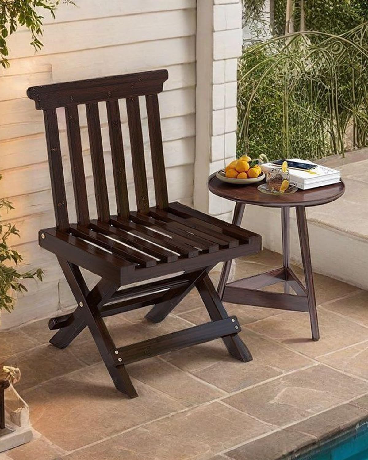 ZHEHUA Convertible Bamboo Stool with Back,Versatile Folding Stool for Home, Garden, Living Room, Kitchen, Bathroom, Bedroom - No Assemble Required