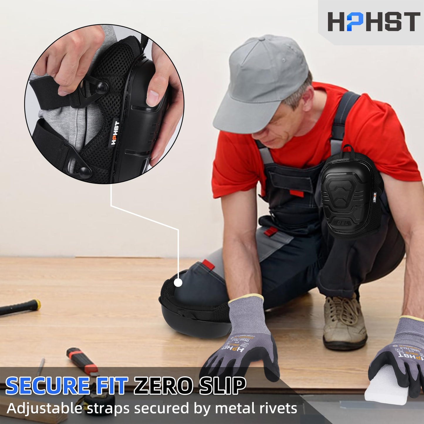 HPHST Professional Heavy-Duty Work Knee Pads with Gel & Foam Cushion – Slip-Resistant Support for Construction, Flooring, and Gardening (Black)