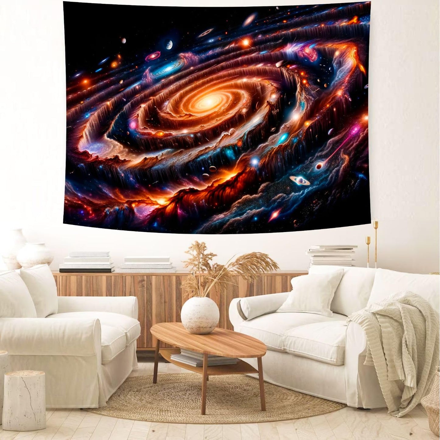 Delur Galaxy Tapestry Spiral Universe Planet Starry Sky Wall Hanging Tapestry Outer Space Nebula Cosmic Psychedelic Abstract Headboard for Bedroom Living Room Home Decor (51.2" x 59.1")