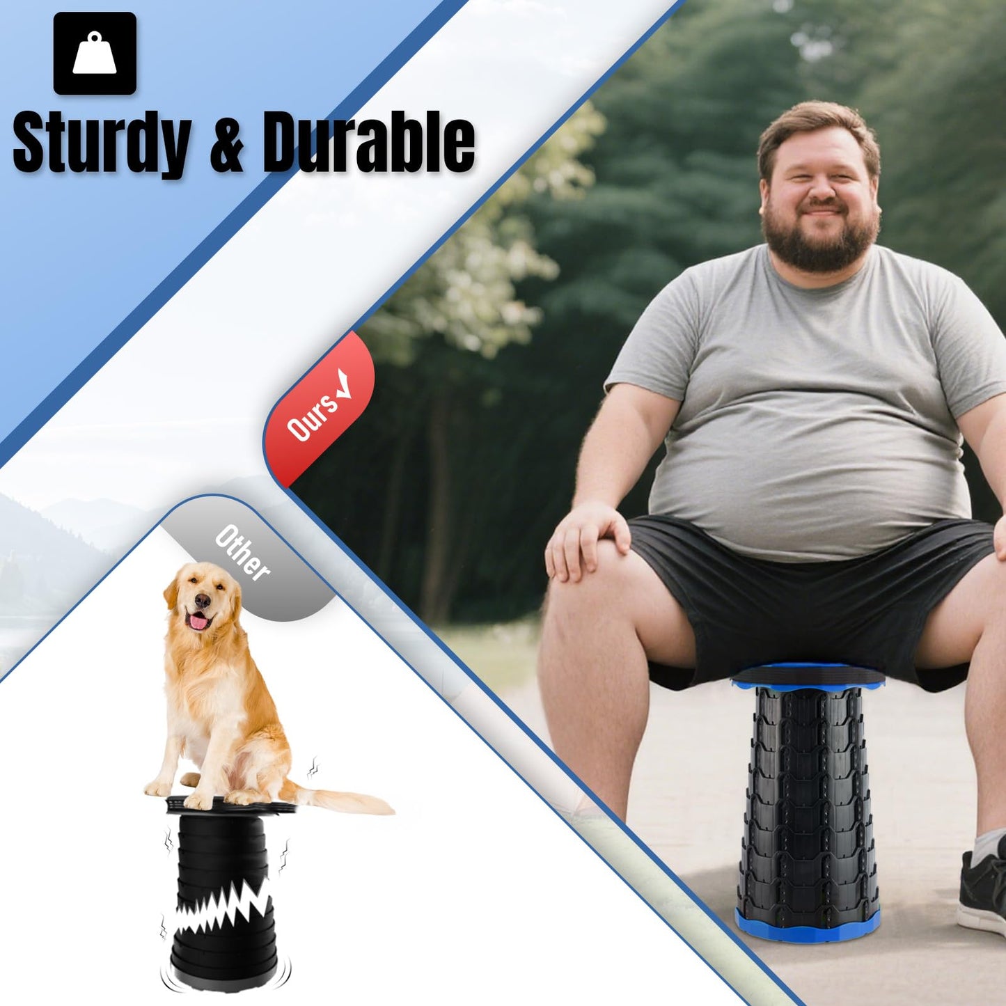 Doseno Upgraded Foldable Stool Thickened Set of 2, Portable Collapsible Stool Retractable Stool, Foldable Portable Collapsible Chair for Fishing, Hiking Tours, BBQ, Parties, Outdoor Activities (Blue)
