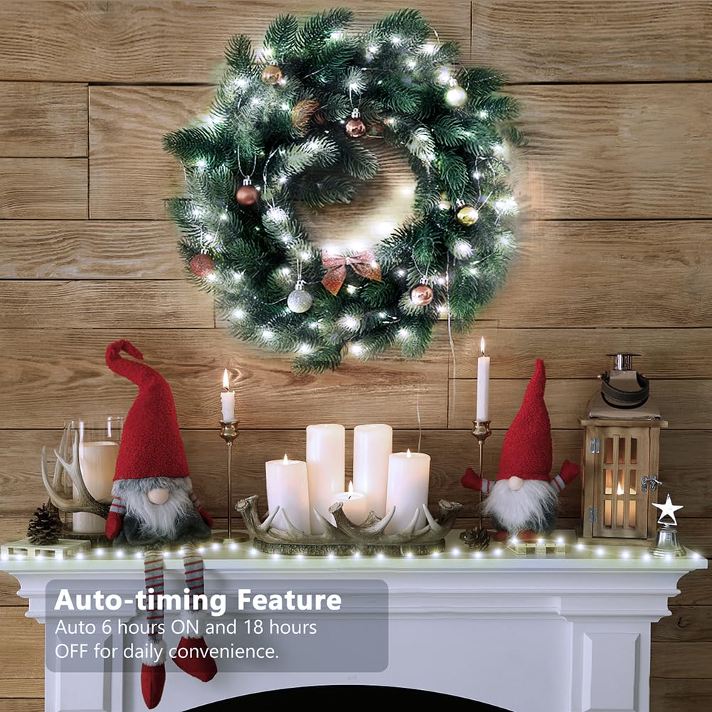Battery Operated String Lights (4 PACK), 16.5ft 50 LED Twinkle Fairy String Lights Battery Powered with Auto Timer for Indoor Outdoor Christmas Trees Wreath Decoration Party Bedroom Garden- Cool White